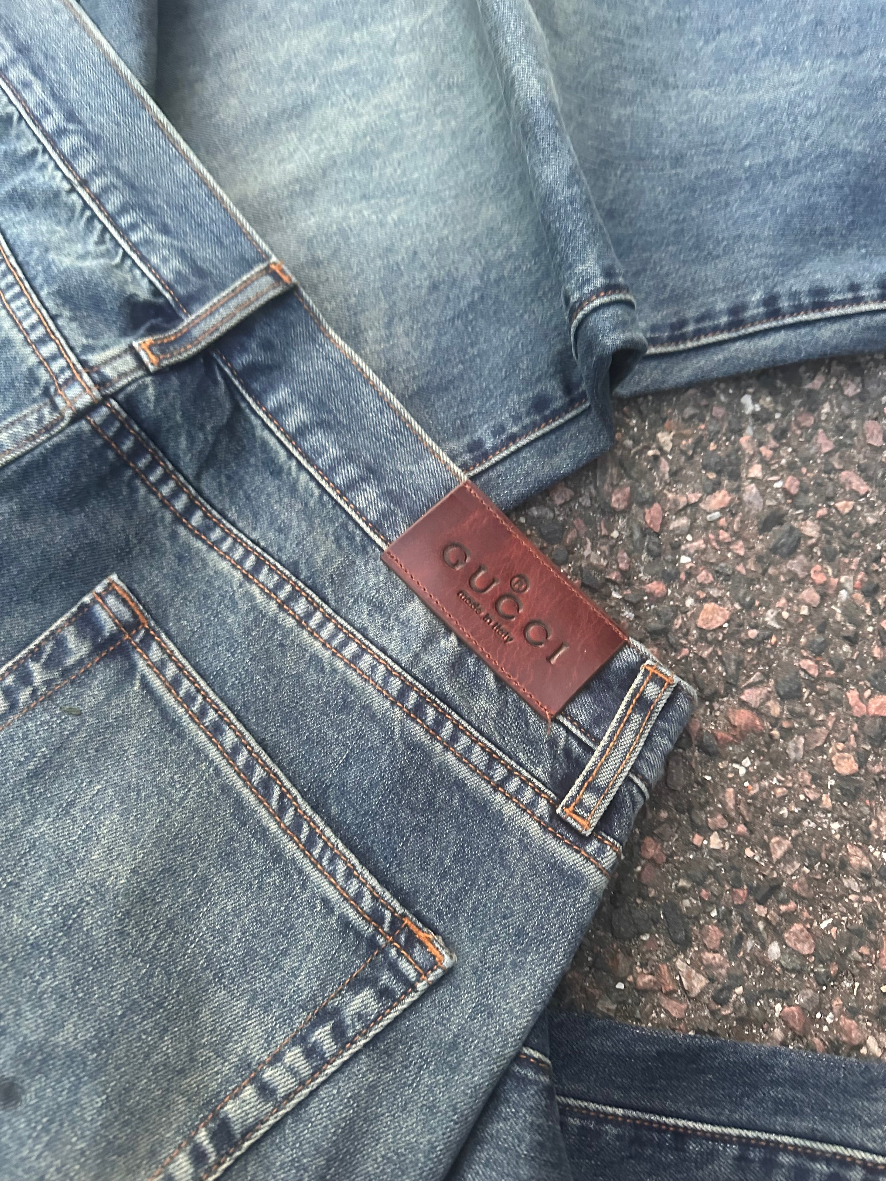 Gucci demna horsebit jeans washed blue
