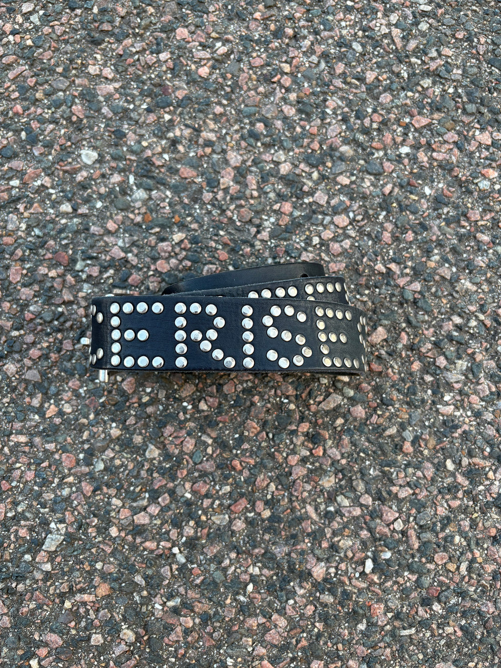 Black vintage studded double closure belt