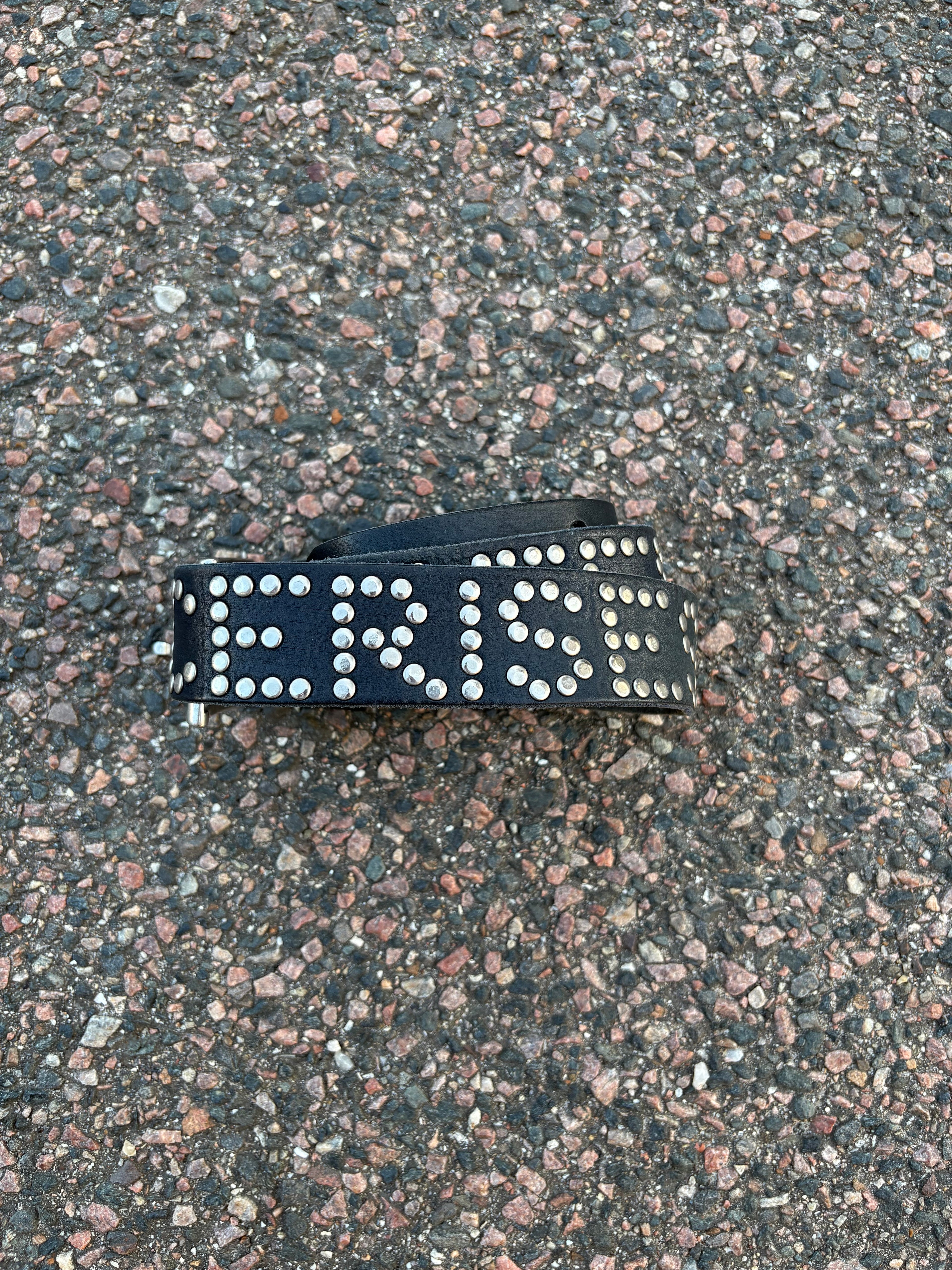 Black vintage studded double closure belt