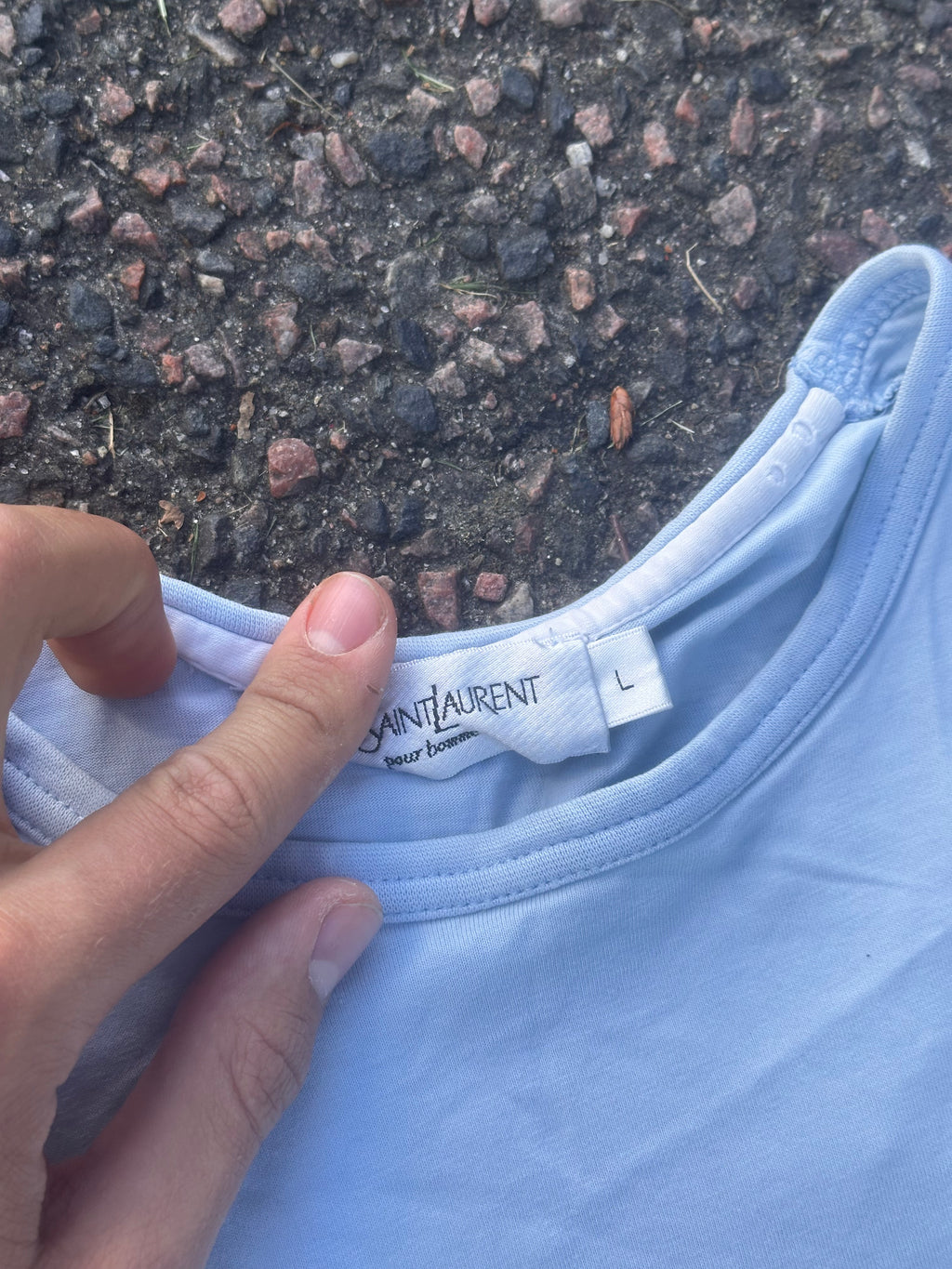 Yves Saint Laurent baby blue logo tee