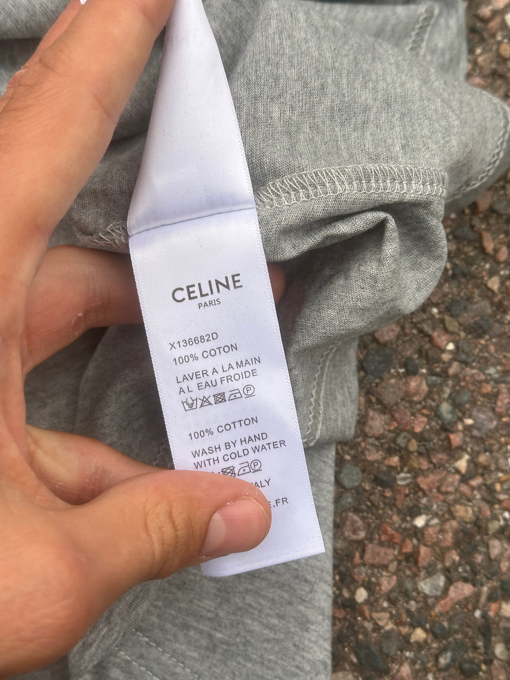 Celine gray box logo tee