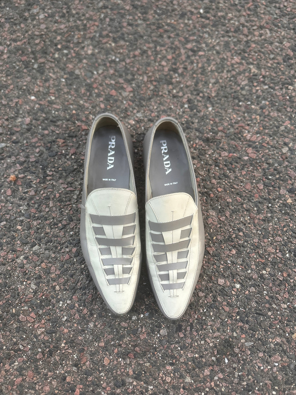 Prada White/gray vintage 2000s loafers
