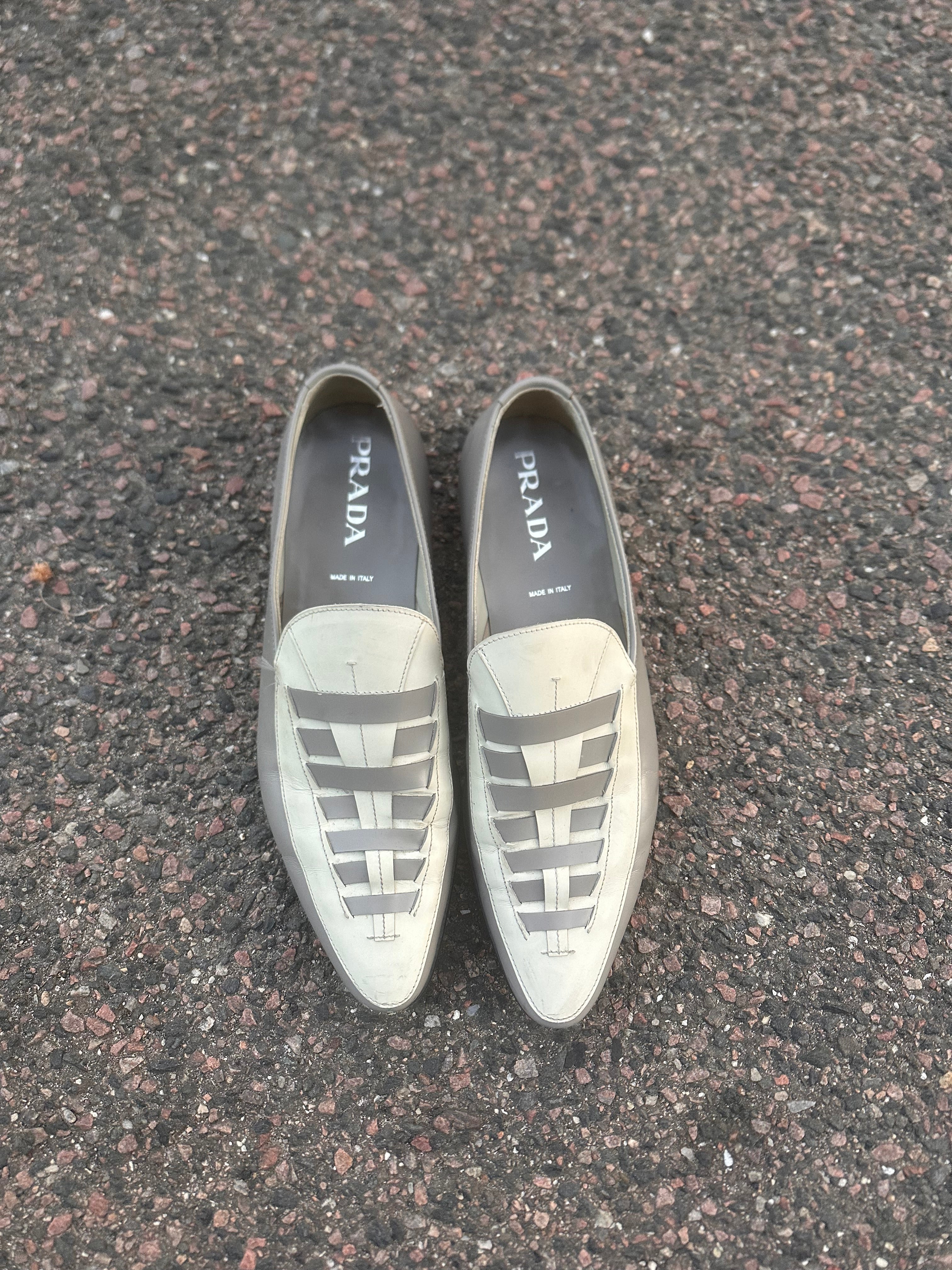 Prada White/gray vintage 2000s loafers