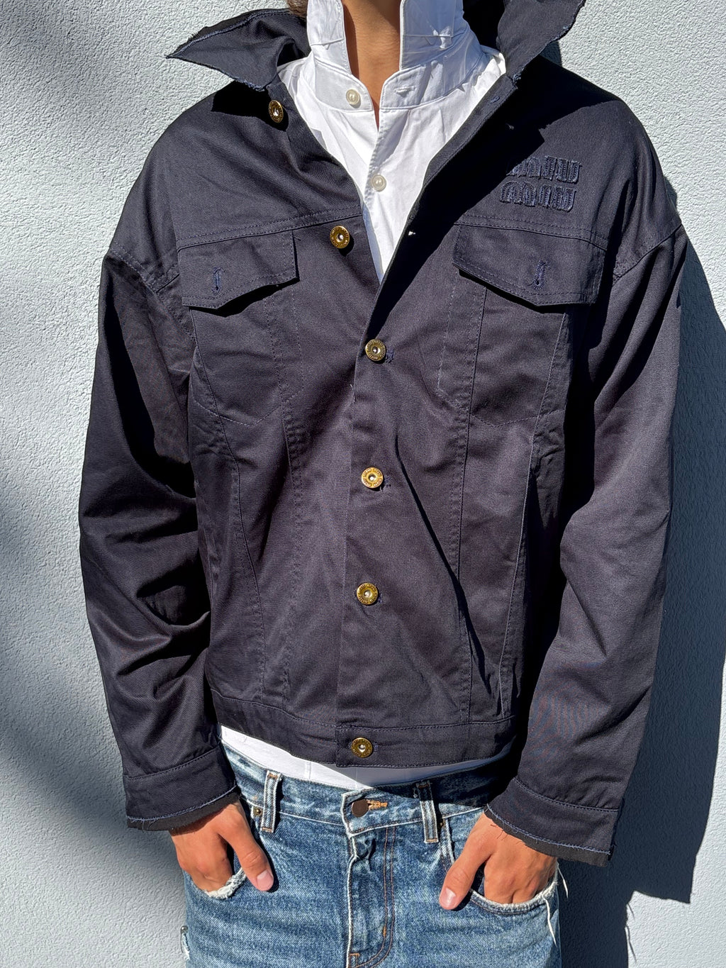 Miu Miu Navy button up workwear jacket 2024