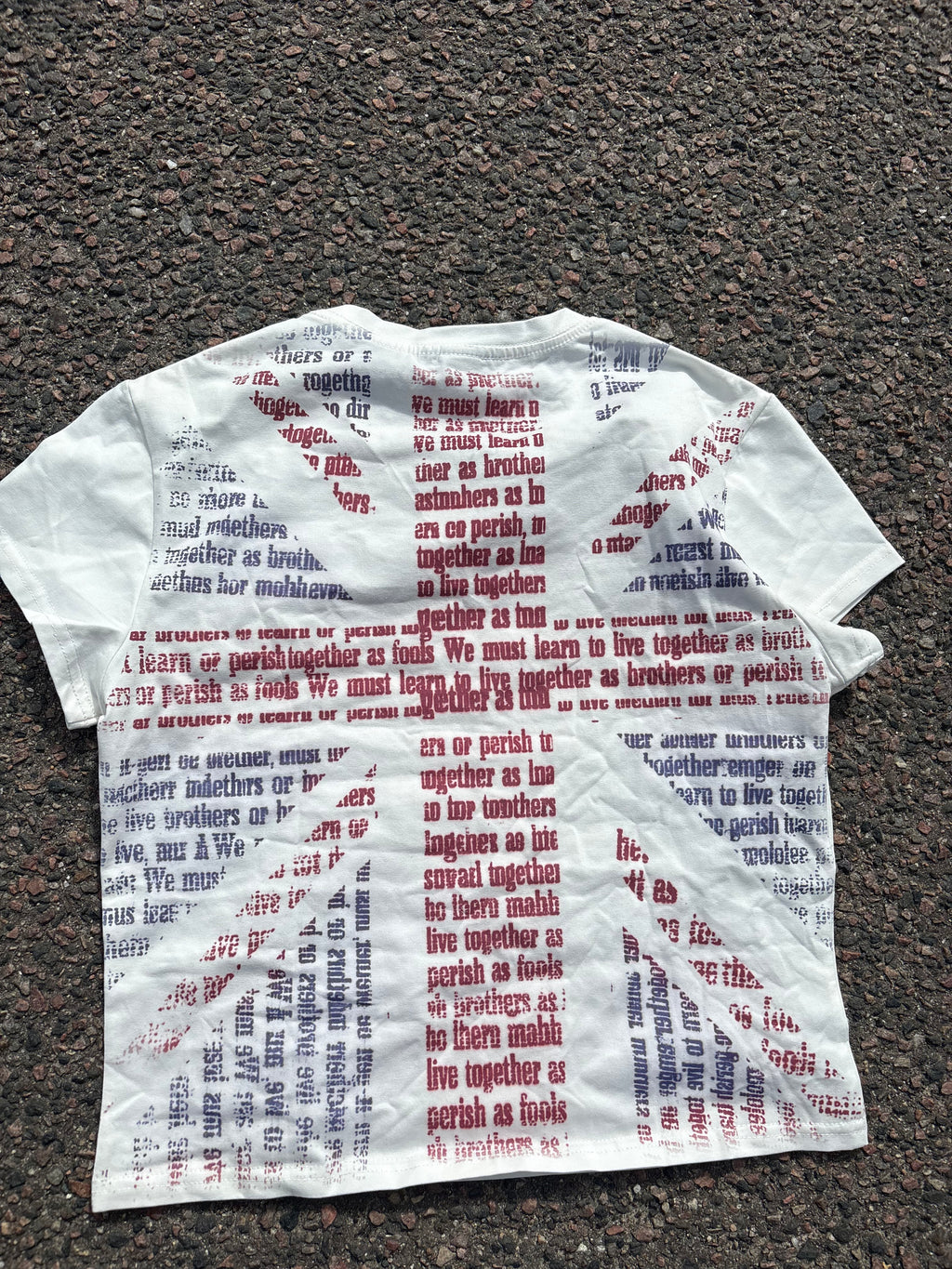Vintage 2000s UK flag baby tee white