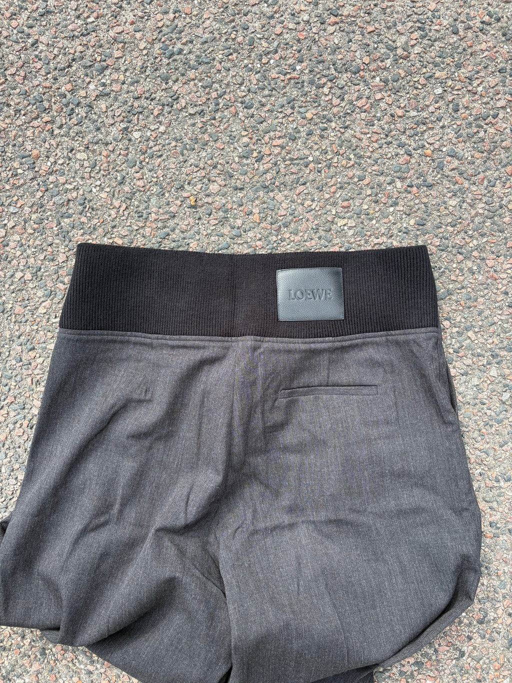 Loewe wide suit pants pinstripe gray with wool waistband