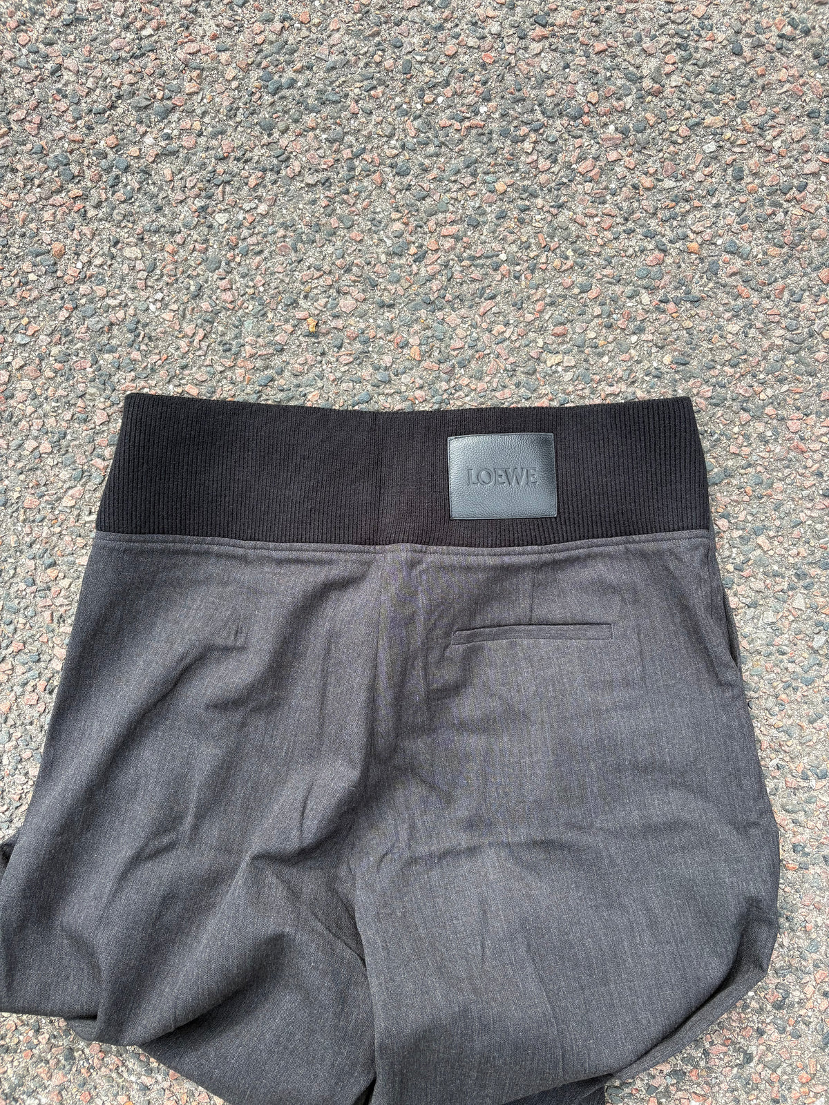 Loewe wide suit pants pinstripe gray with wool waistband