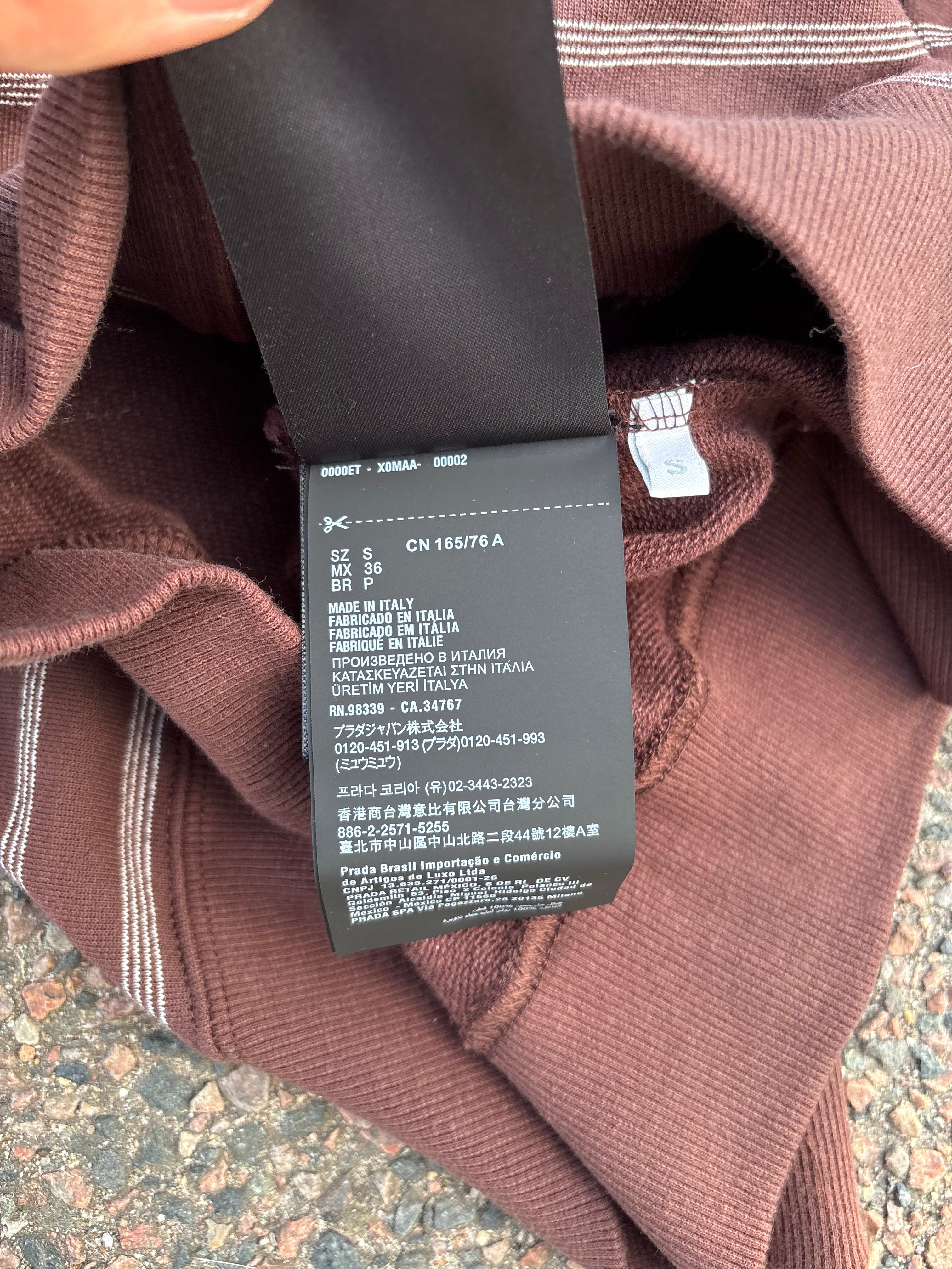 Miu Miu SS24 striped draw string hoodie white/brown