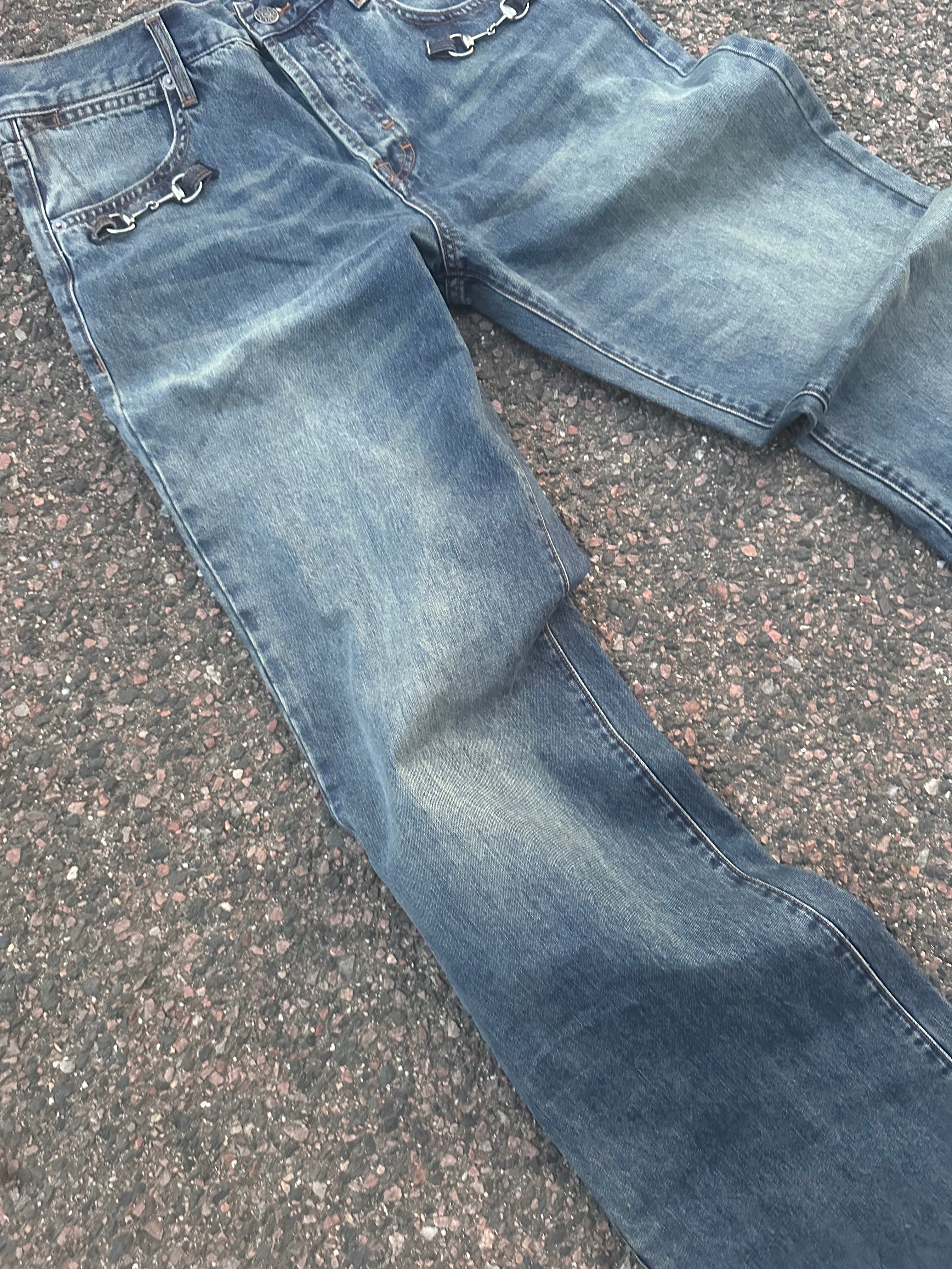 Gucci demna horsebit jeans washed blue