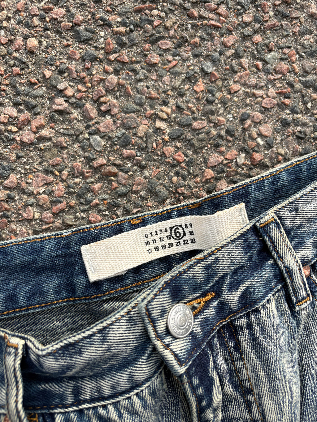 MM6 maison margiela washed bootcut high waist jeans