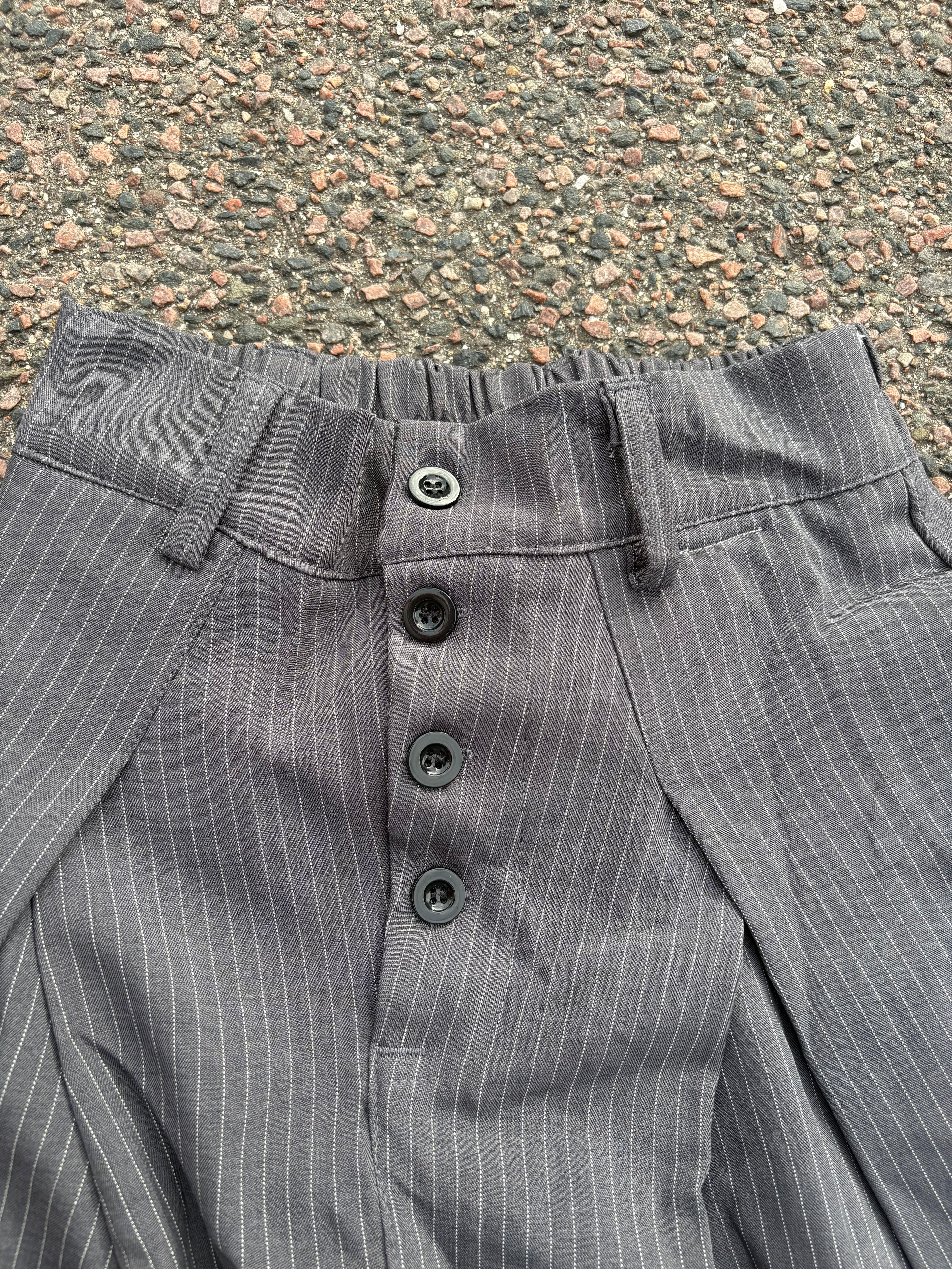 4 button Dolce & Gabbana wide fit gray striped suit pants