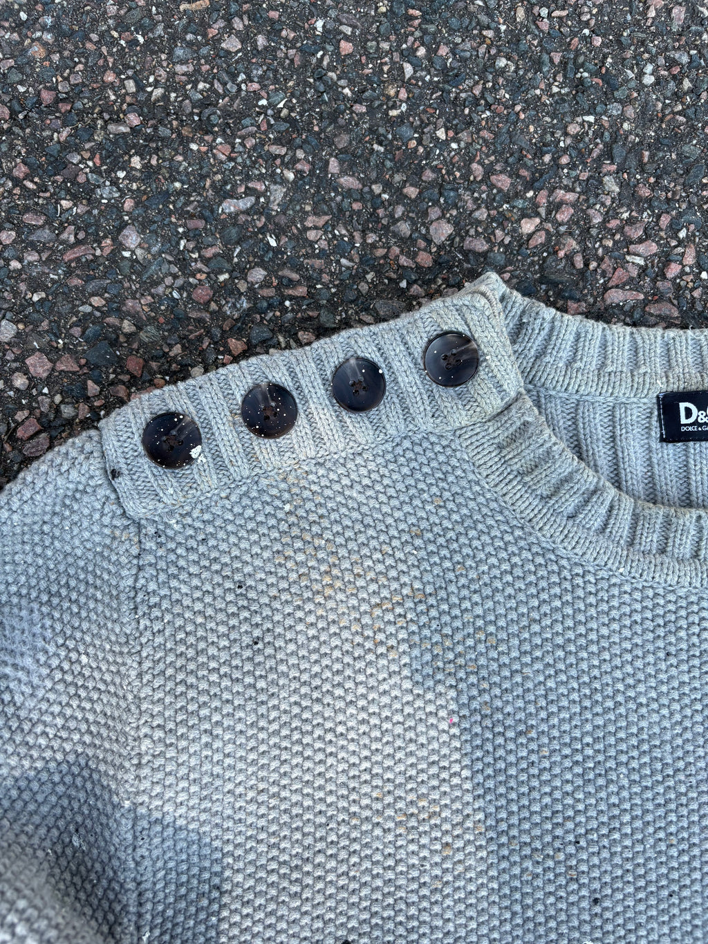 Dolce & Gabbana paint splatter button up sweater