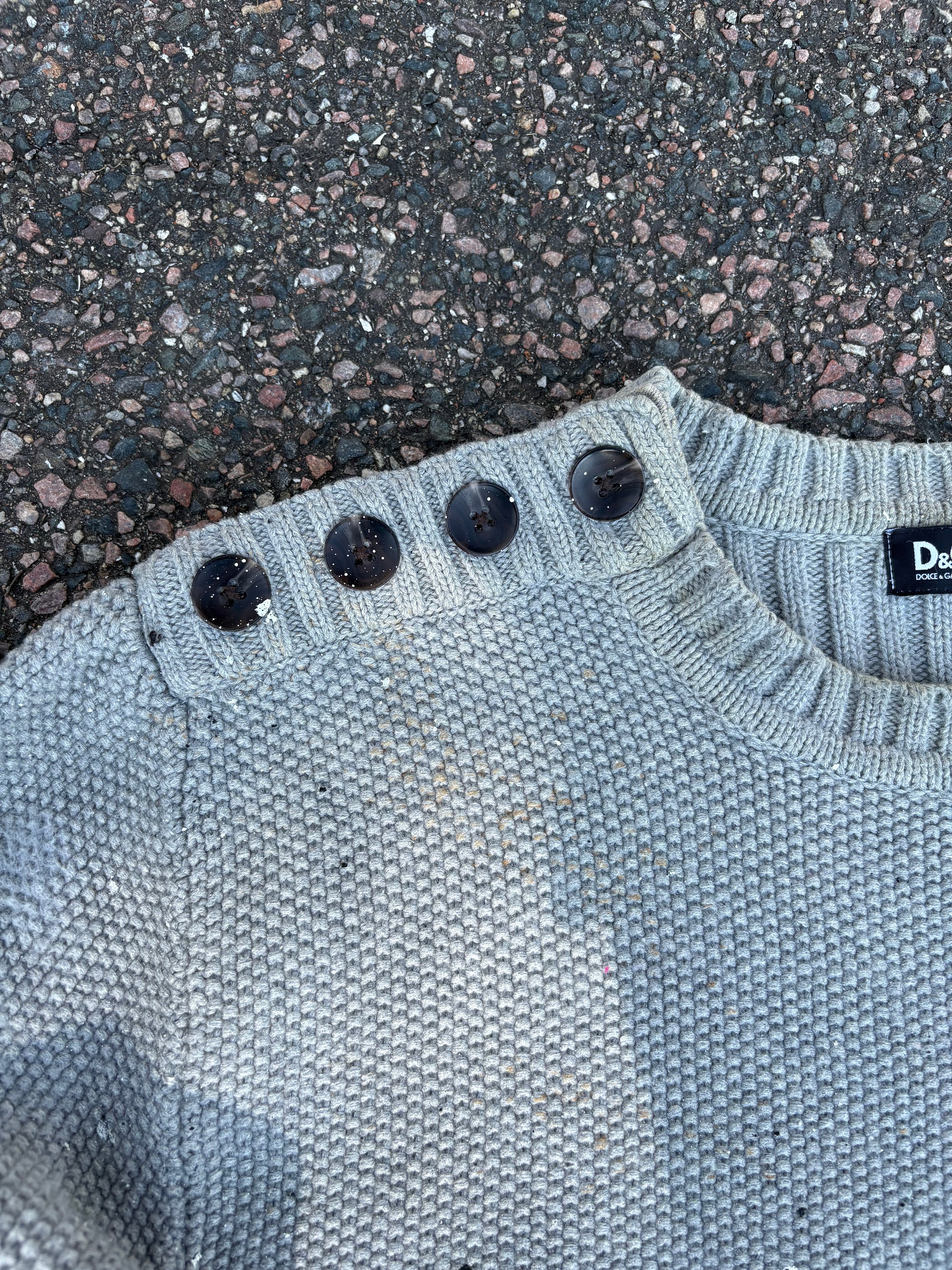 Dolce & Gabbana paint splatter button up sweater