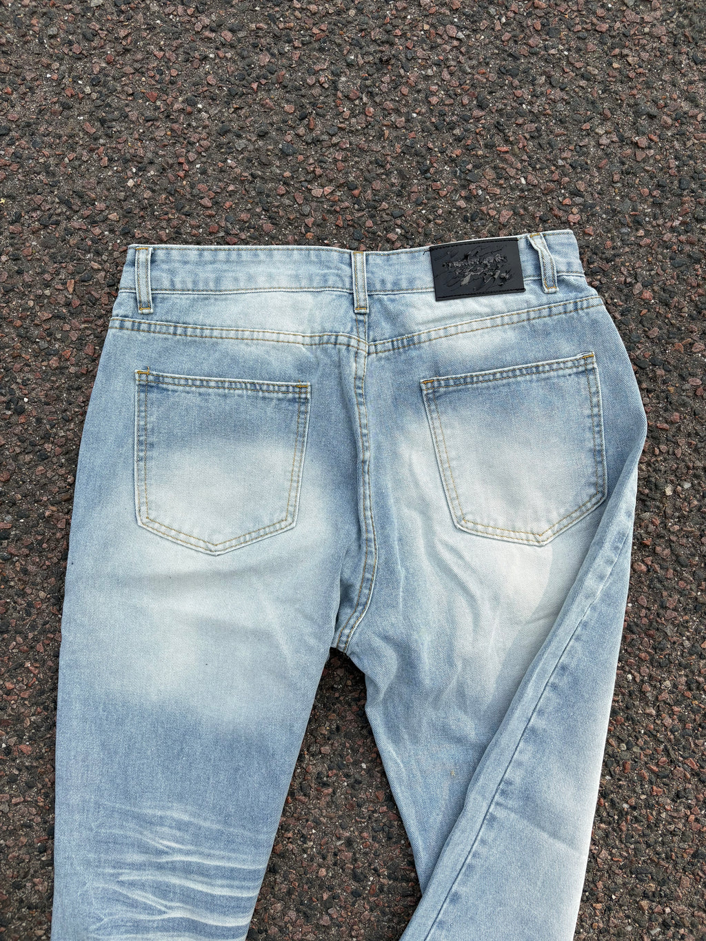 Vintage washed light blue bootcut jeans