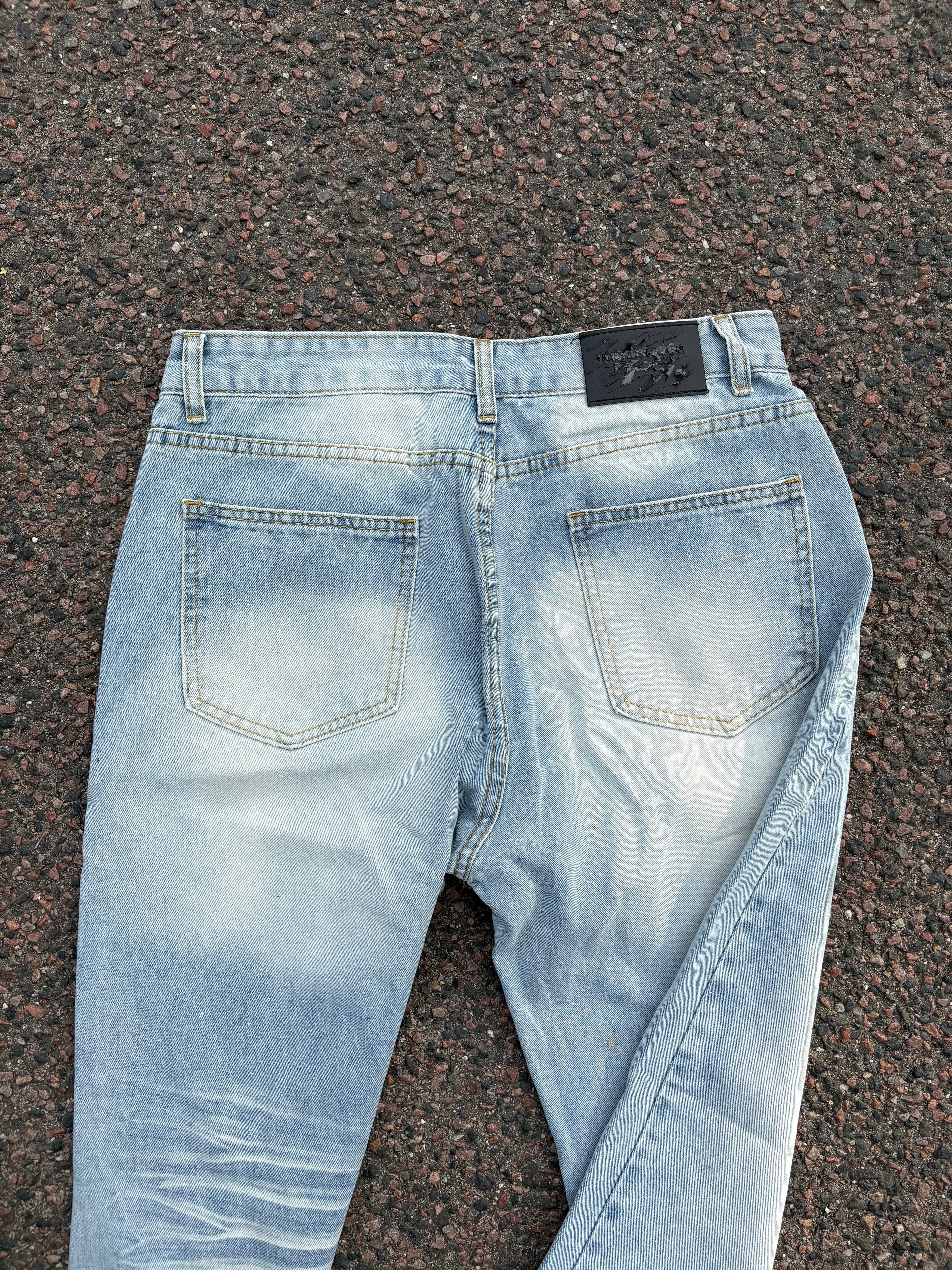 Vintage washed light blue bootcut jeans