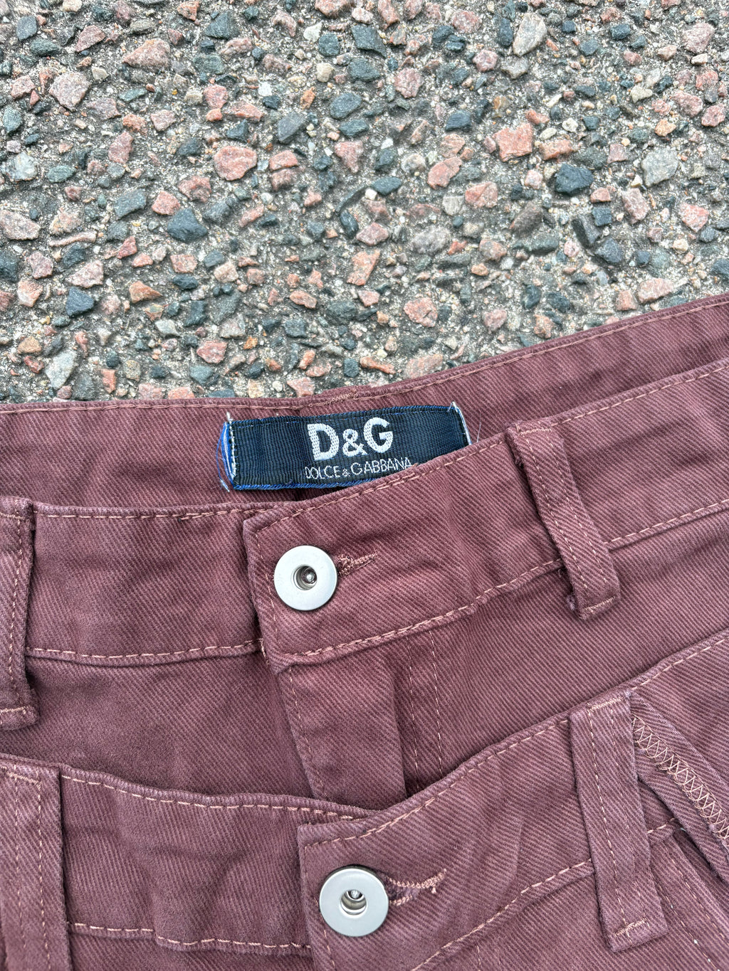 Dolce & Gabbana double waistband burgundy wide fit pants