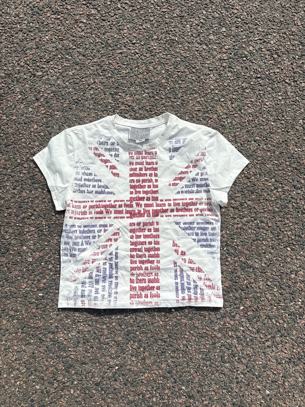 Vintage 2000s UK flag baby tee white