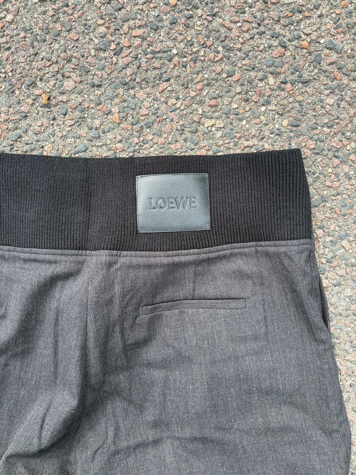 Loewe wide suit pants pinstripe gray with wool waistband