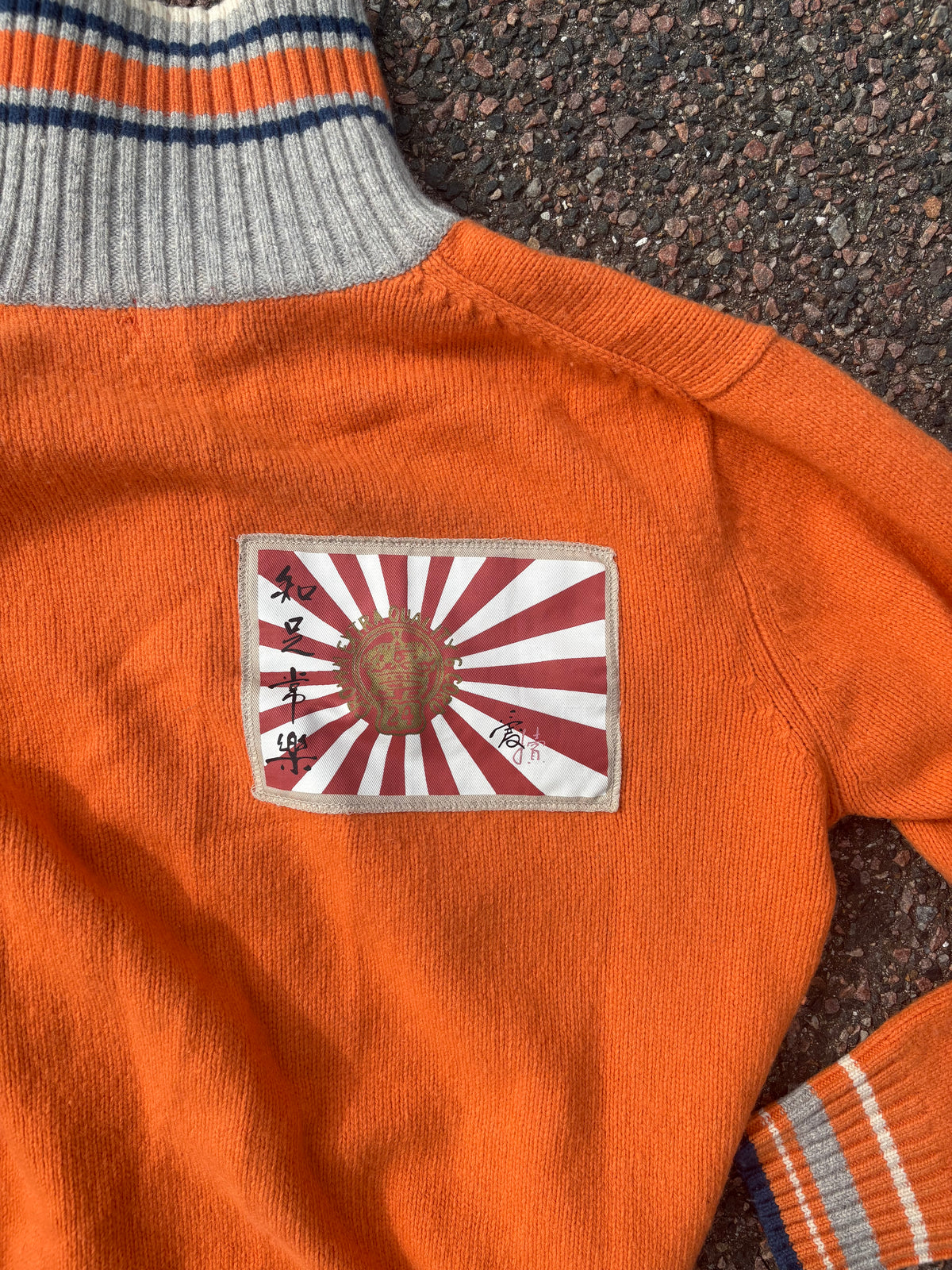 1990s Vintage Norwegian wool zip up orange