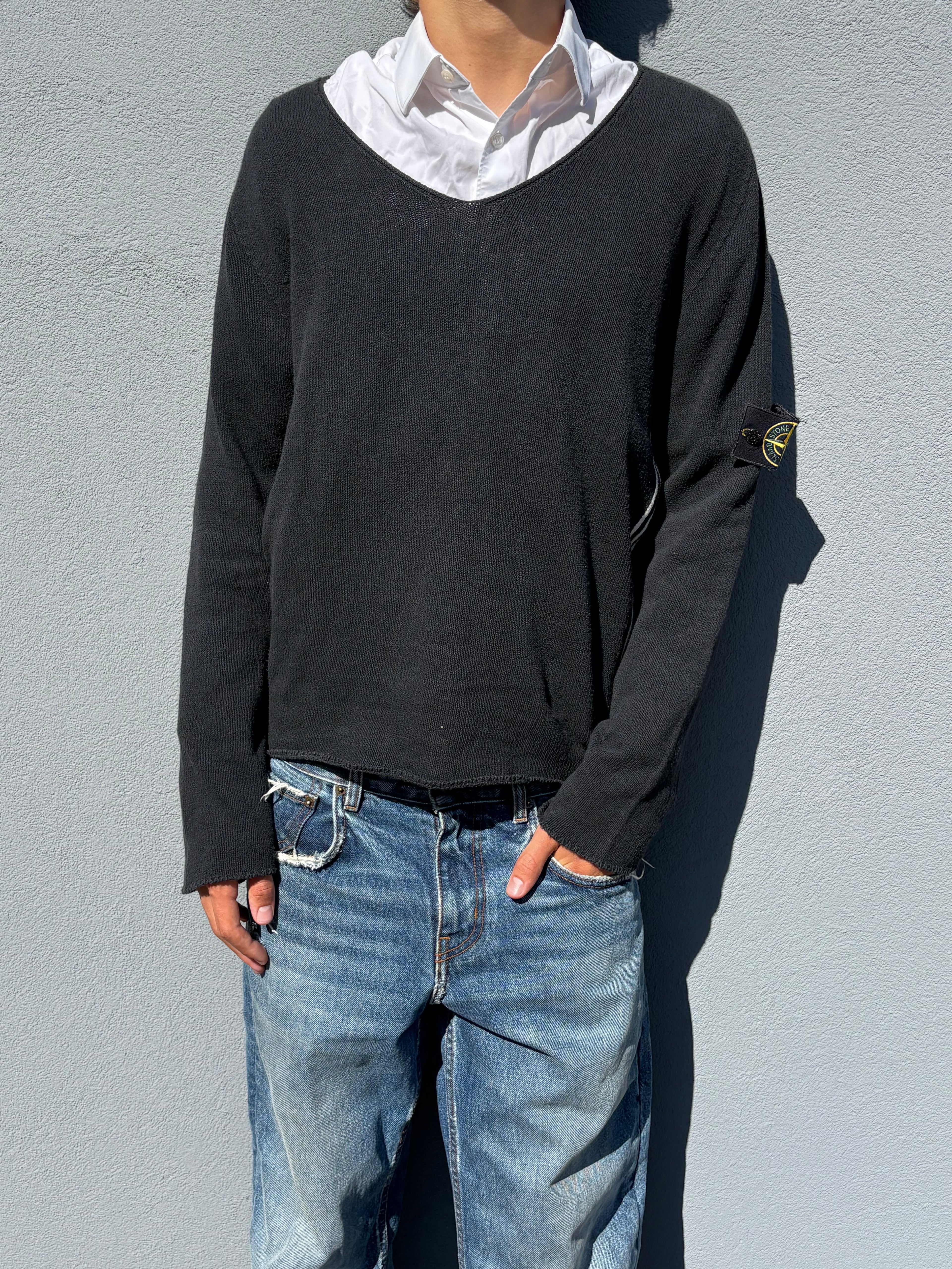 Stone Island v neck Paul Harvey era faded black