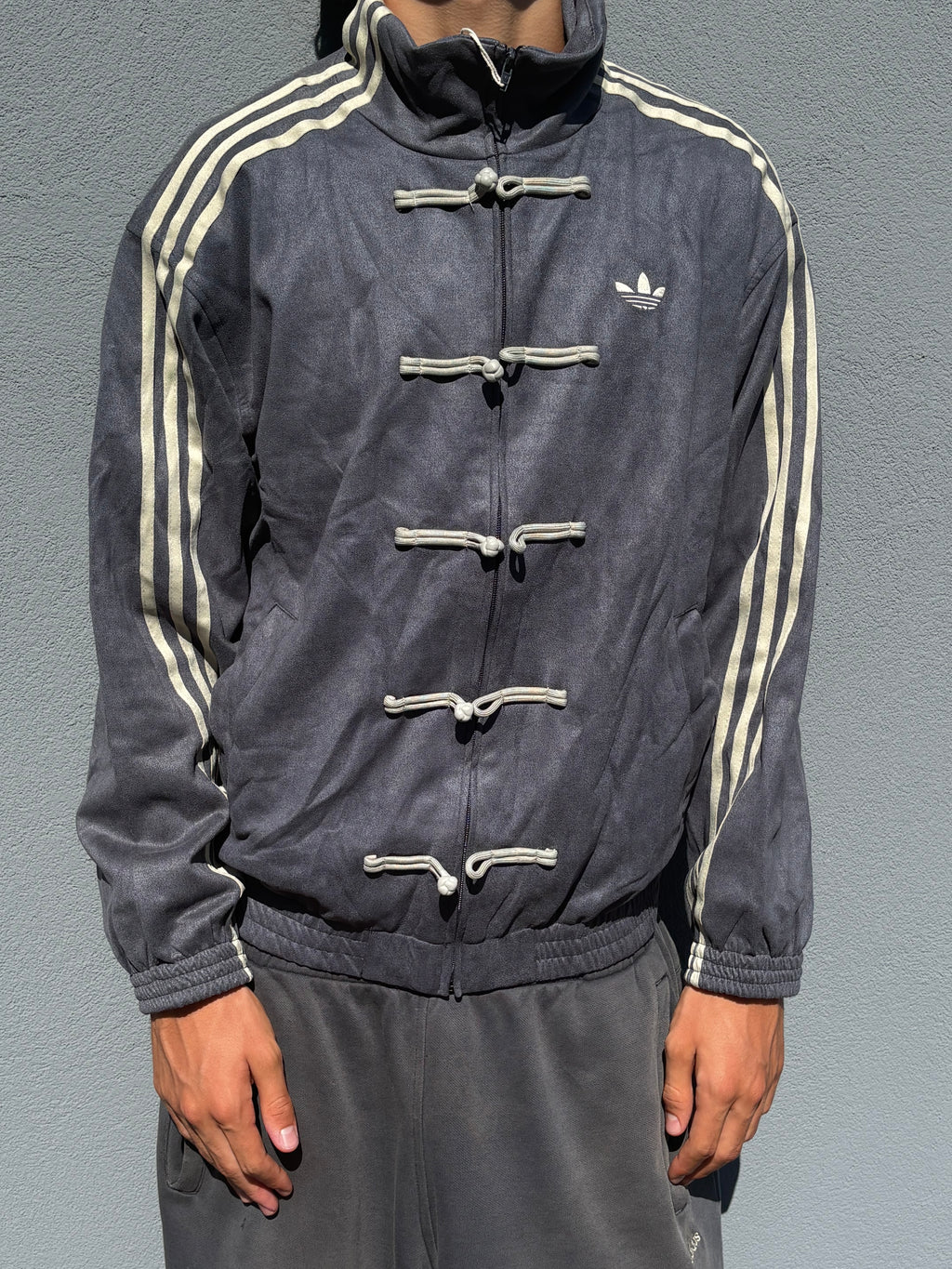 Adidas velour fireman jacket gray