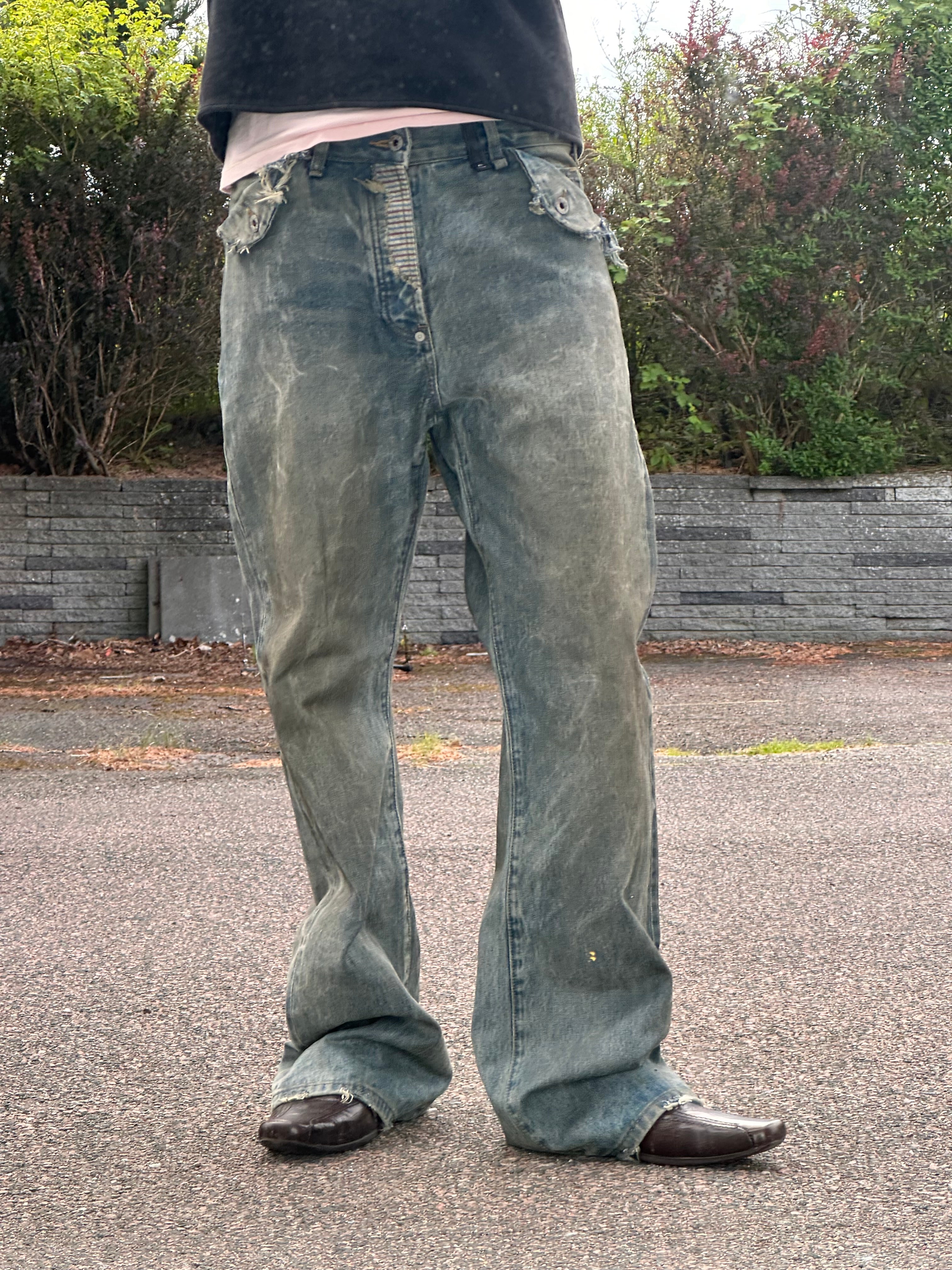 No faith studios bootcut reworked selvedge denim jeans