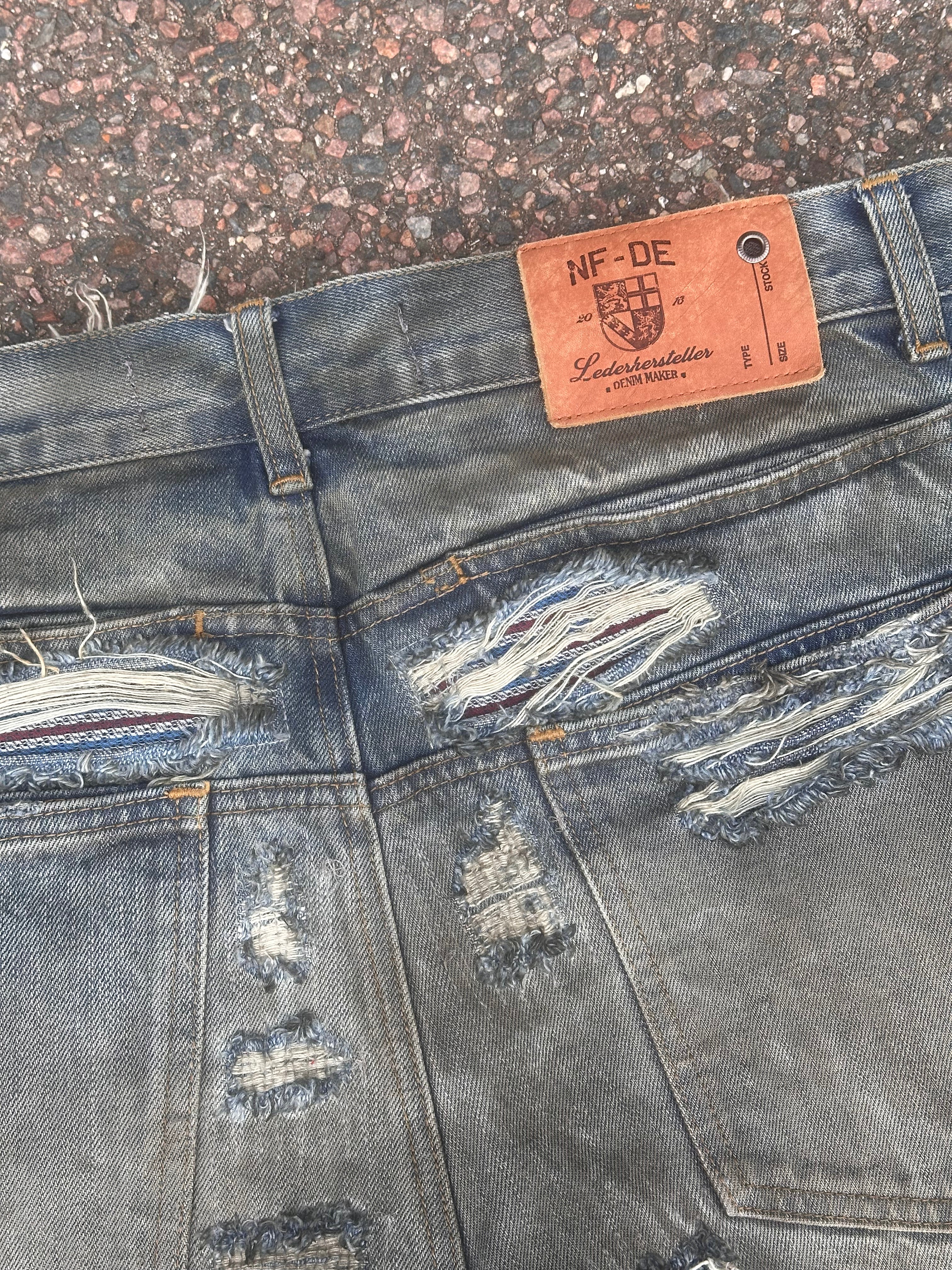 No faith studios bootcut reworked selvedge denim jeans