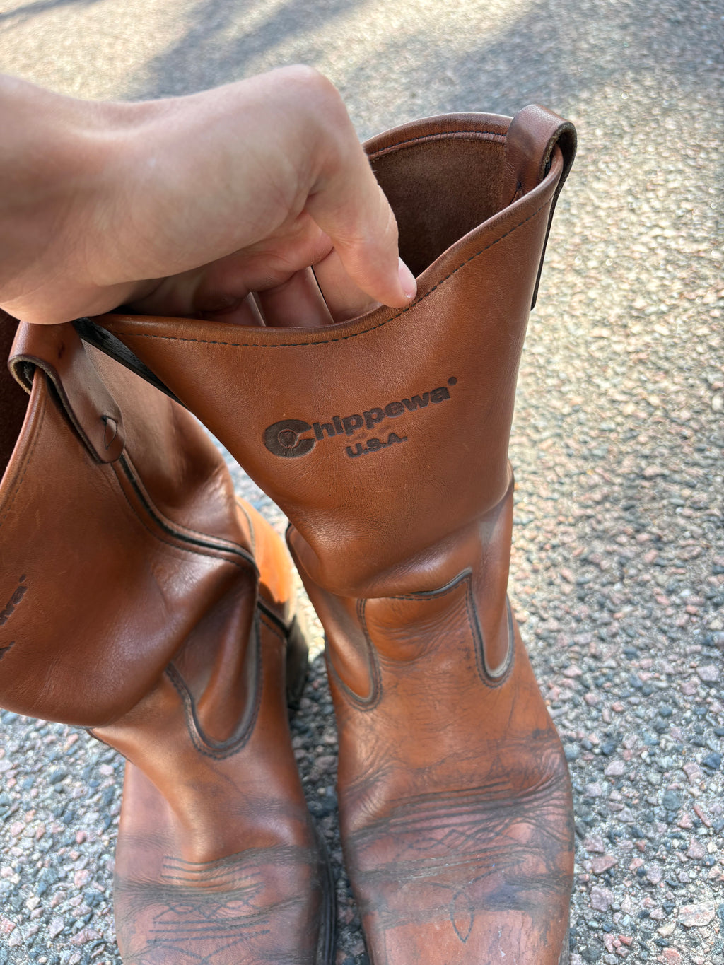 Vintage 1980s chippewa brown cowboy boots