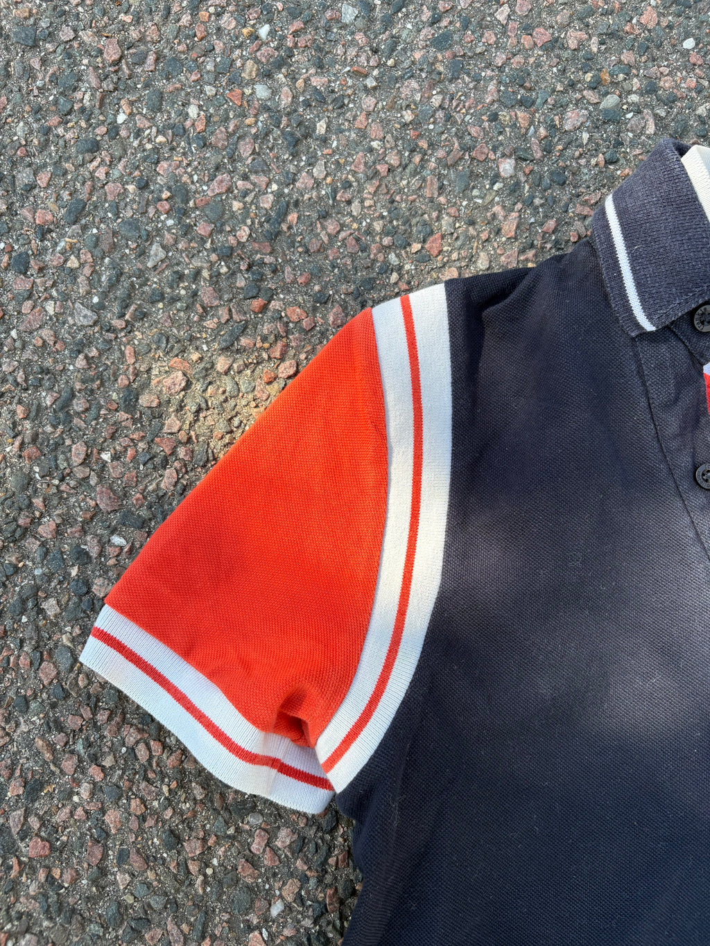1970s Milanese go-kart double layer polo navy/orange