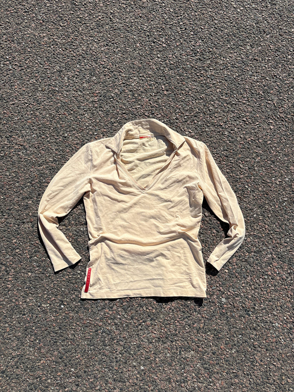 2000s Prada 3/4 sleeves beige shirt