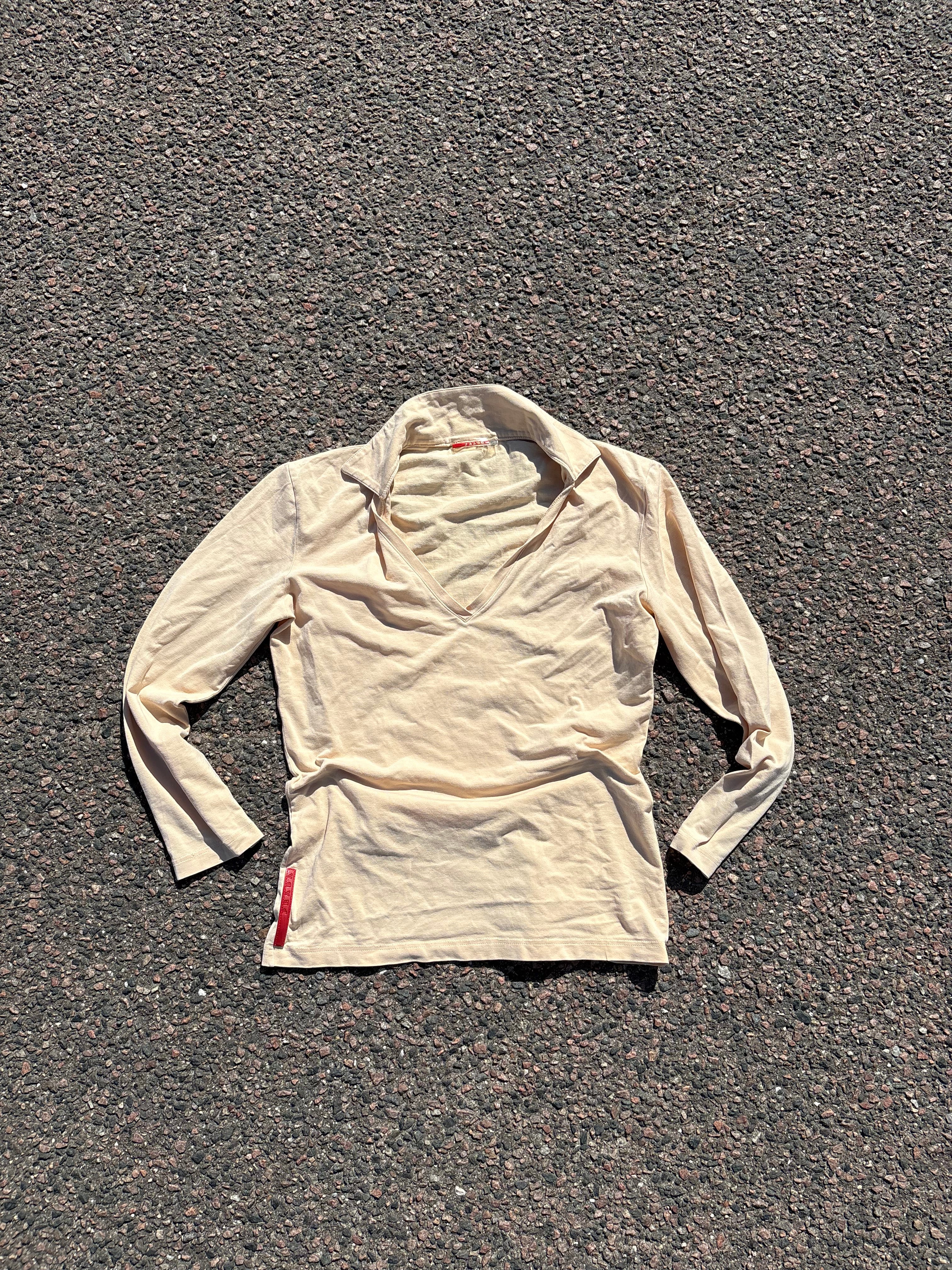 2000s Prada 3/4 sleeves beige shirt