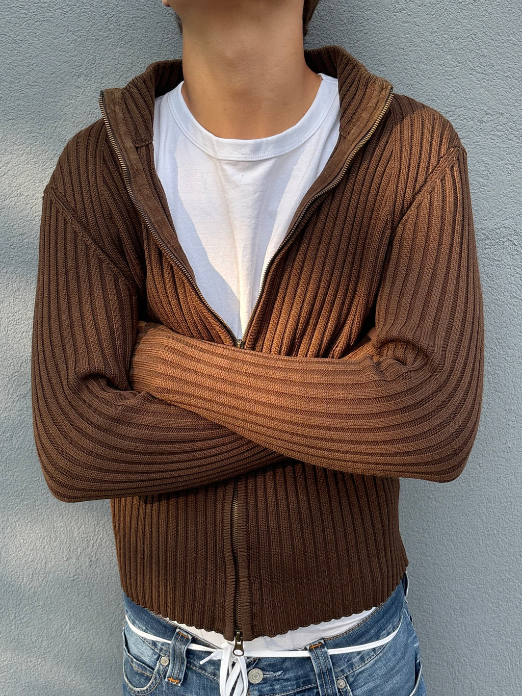 Saks Potts SS15 Brown zip up knit