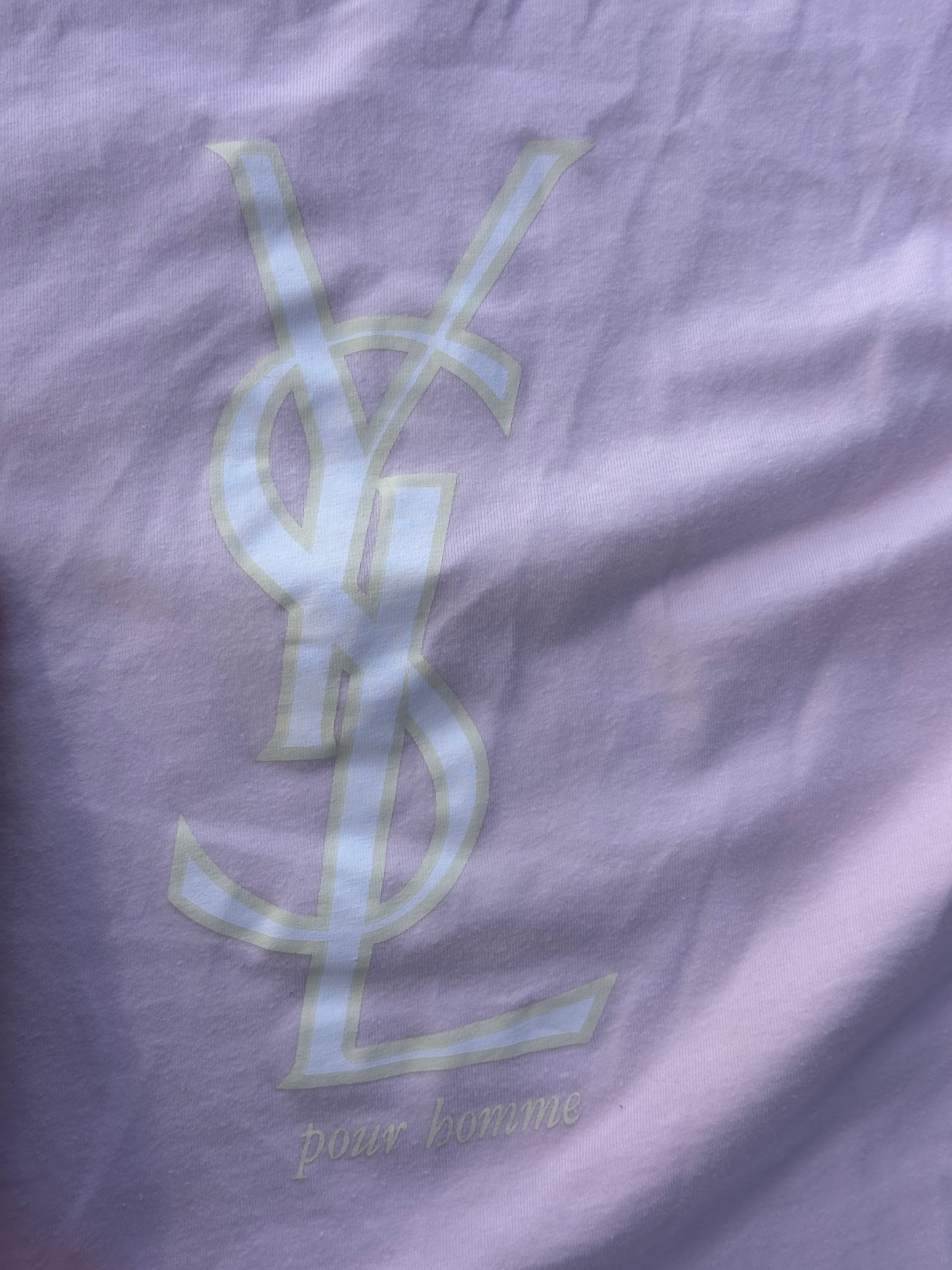 Pink Yves Saint Laurent logo t shirt