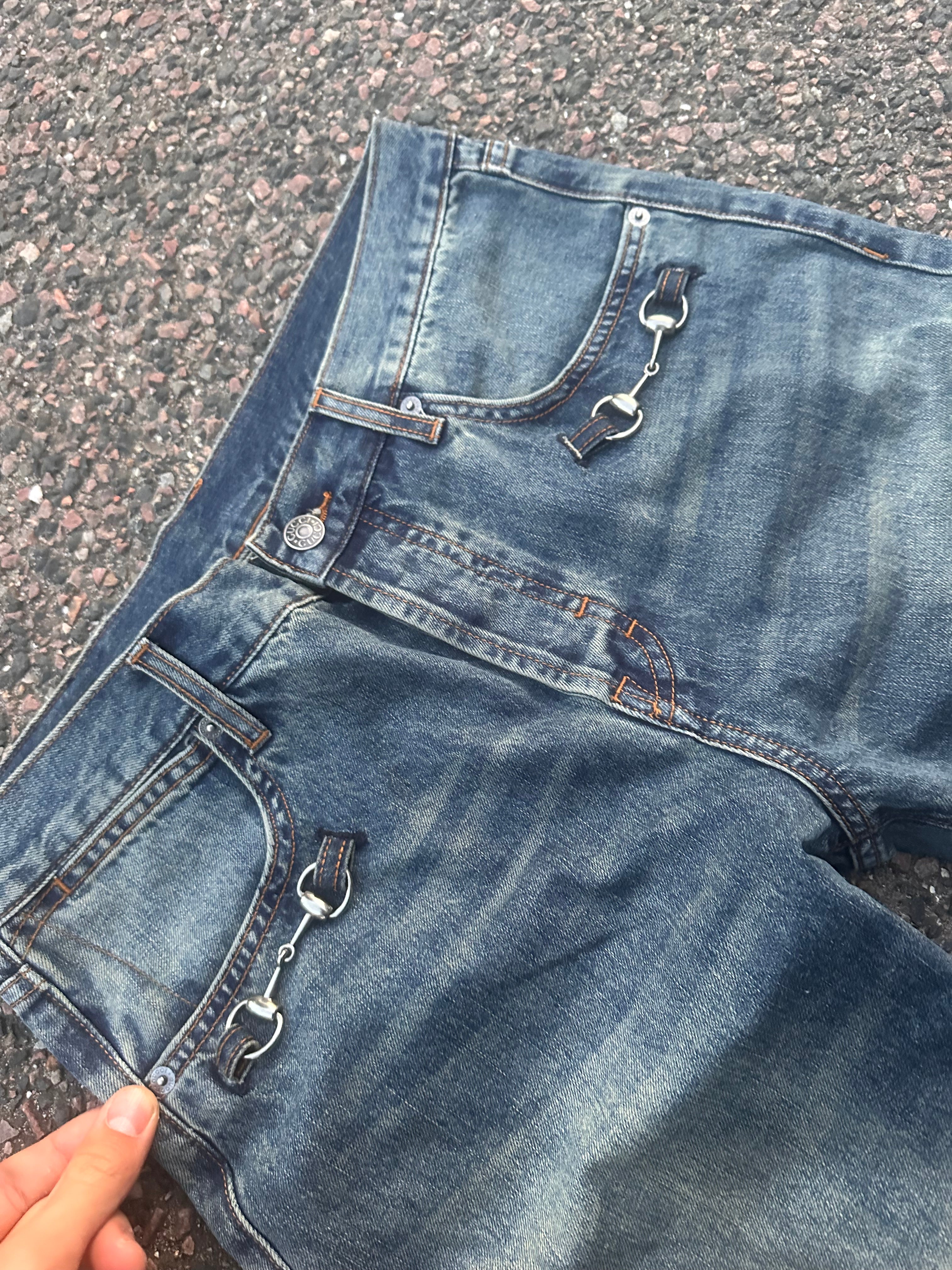 Gucci demna horsebit jeans washed blue