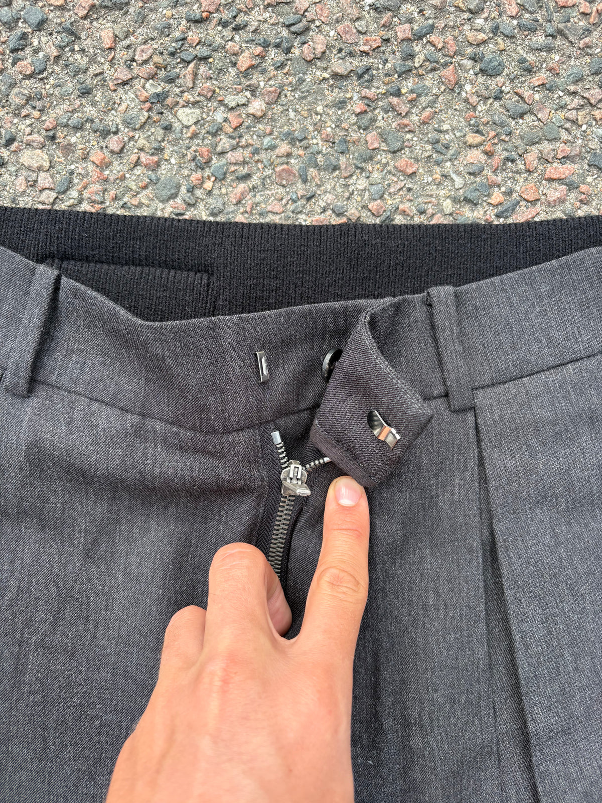 Loewe wide suit pants pinstripe gray with wool waistband