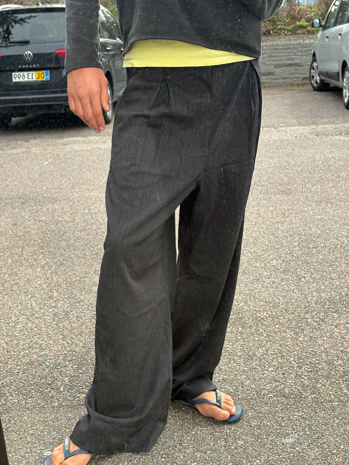 Loewe wide suit pants pinstripe gray with wool waistband