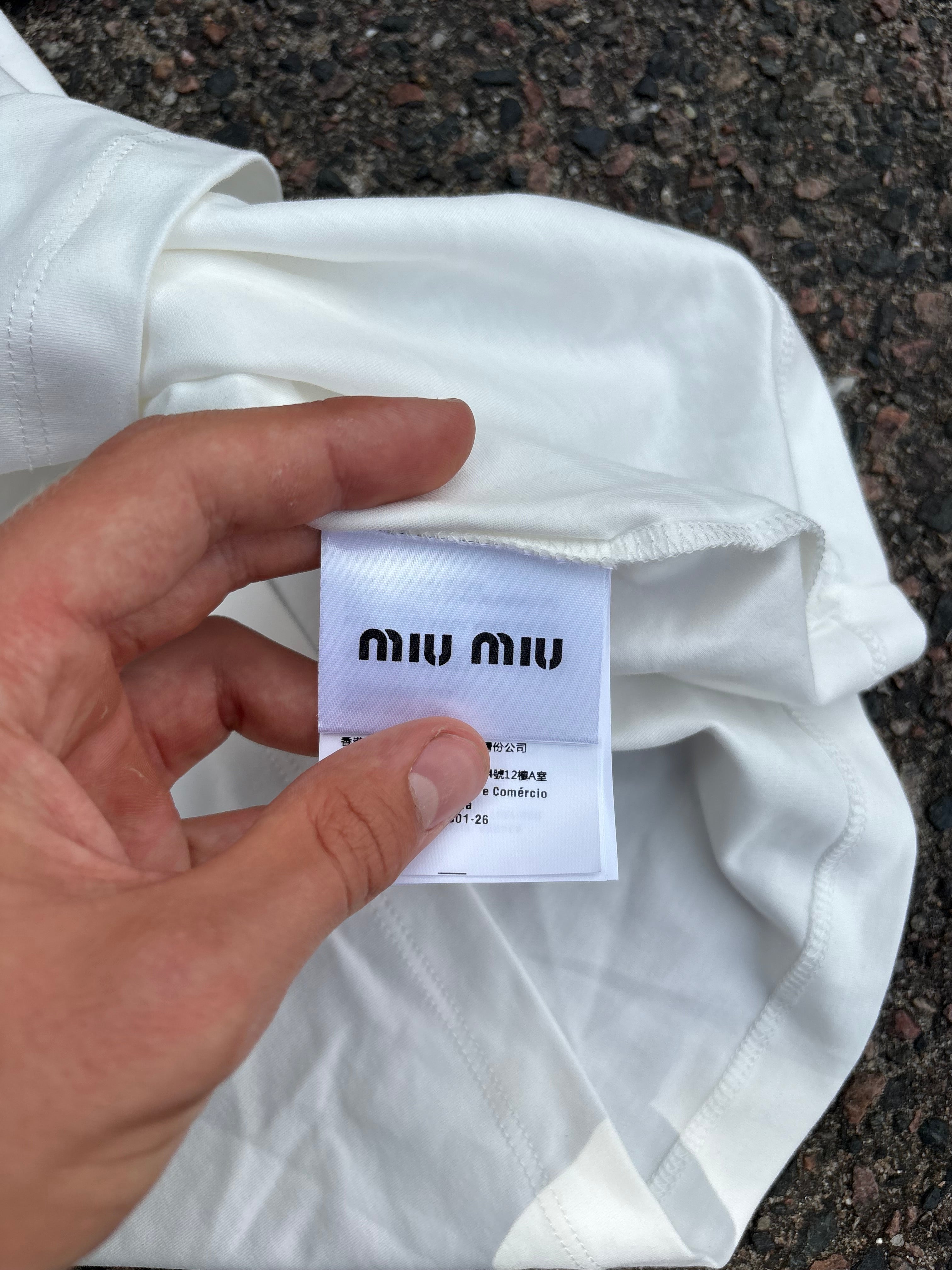Miu miu cursive text tee white
