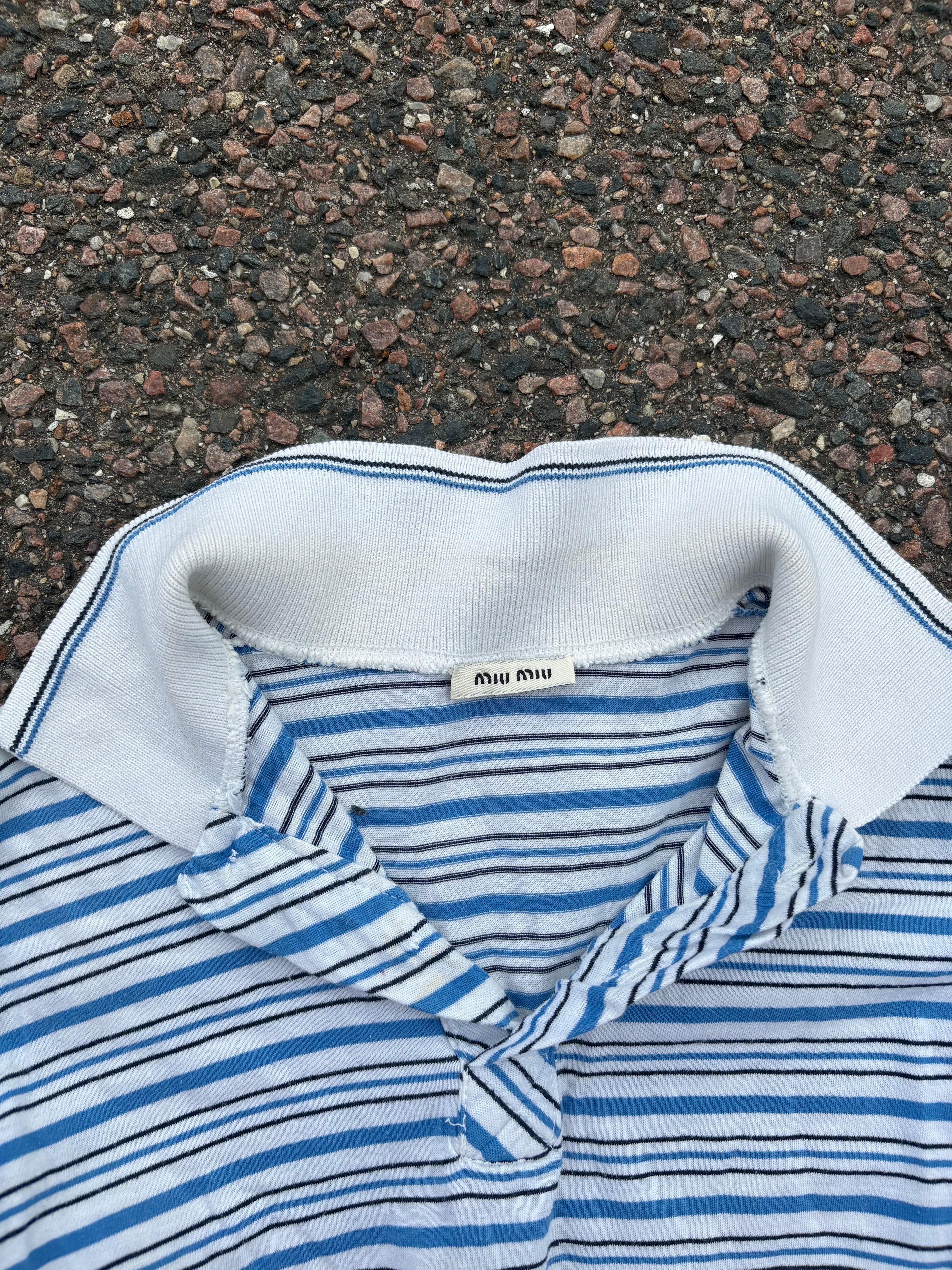 2000s Miu miu blue striped polo