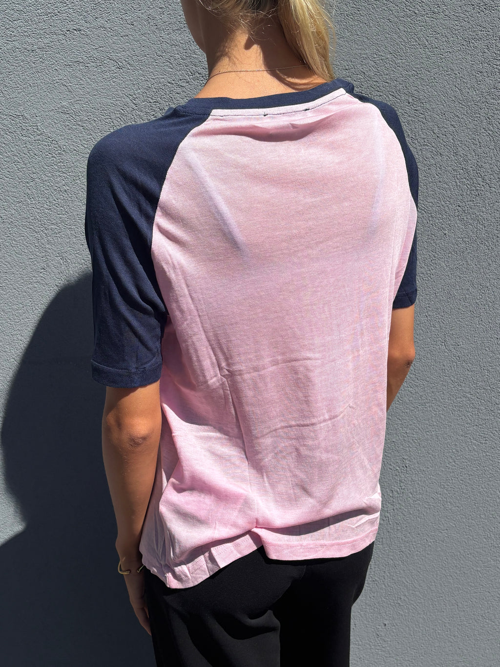 2022 Miu Miu club thin T-Shirt pink/navy