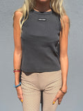 Miu miu ribbed cotton top gray