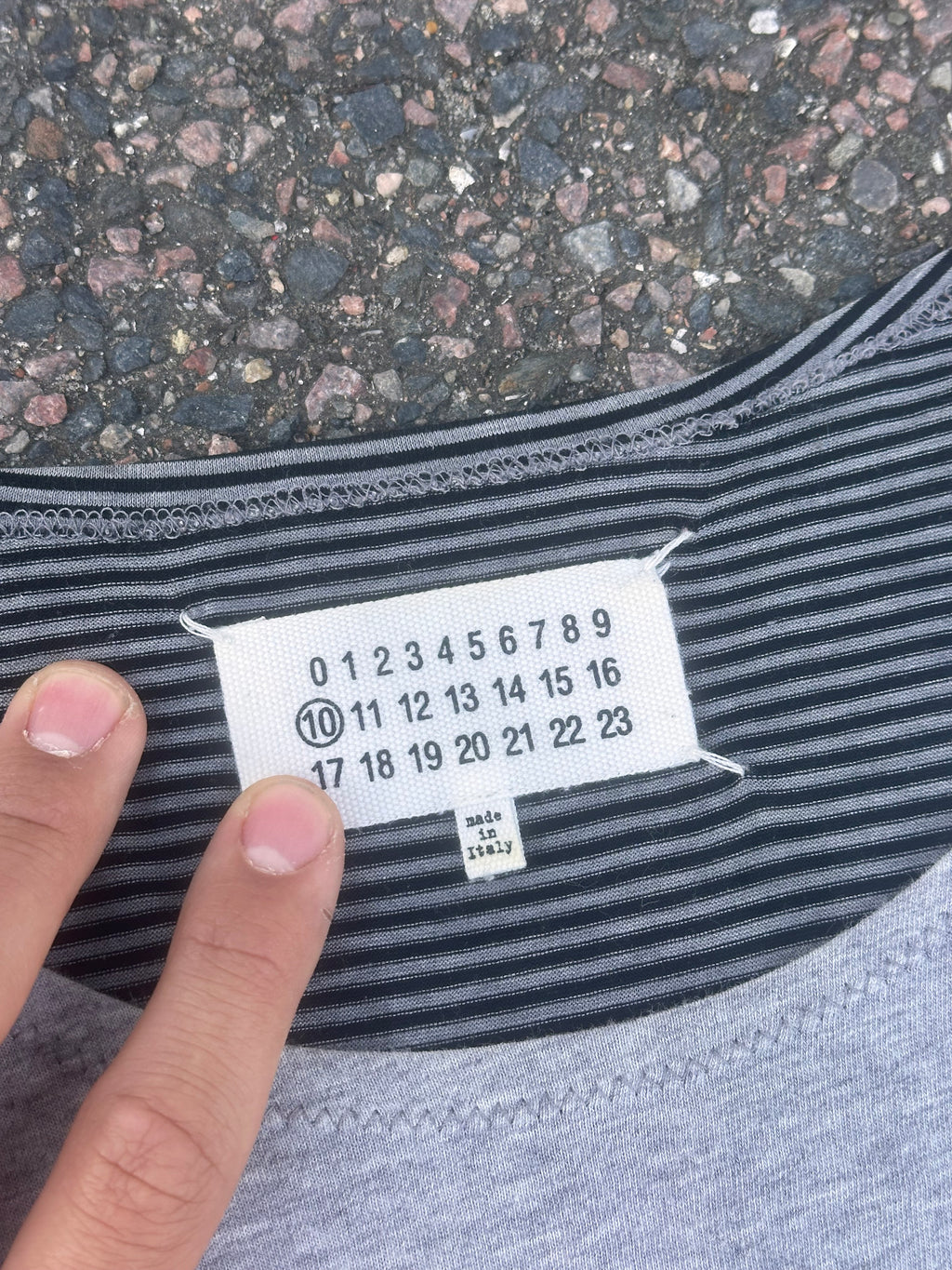 Maison Martin Margiela Striped gray tee