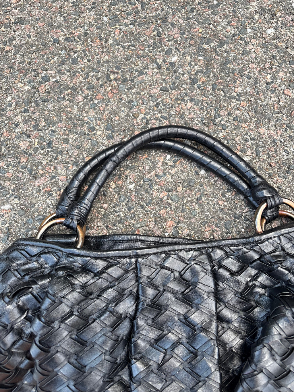 Miu Miu Bottega pattern leather bag black vintage