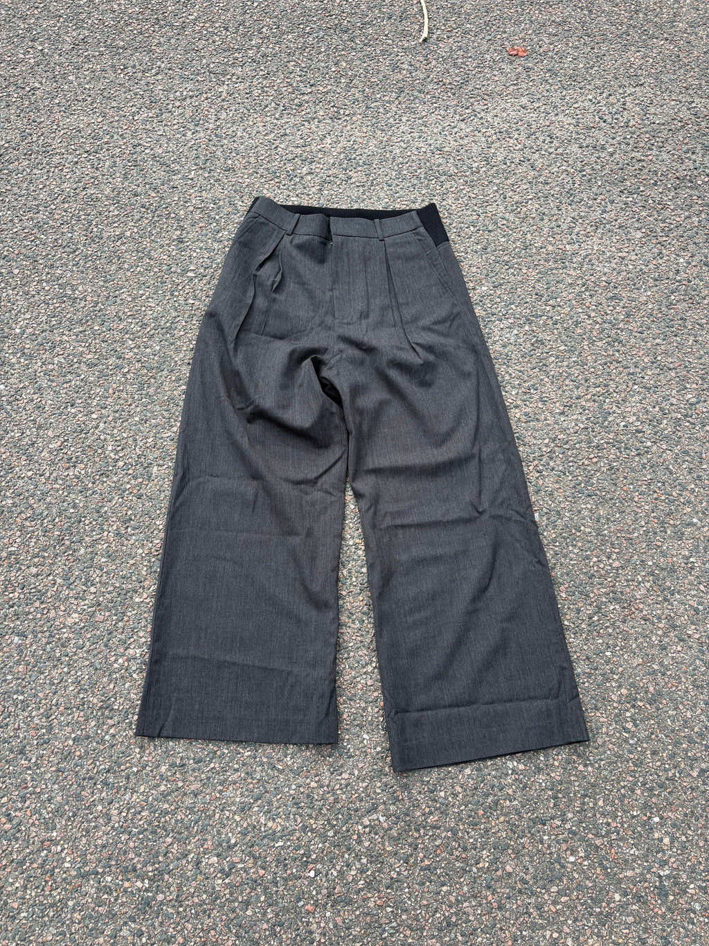 Loewe wide suit pants pinstripe gray with wool waistband