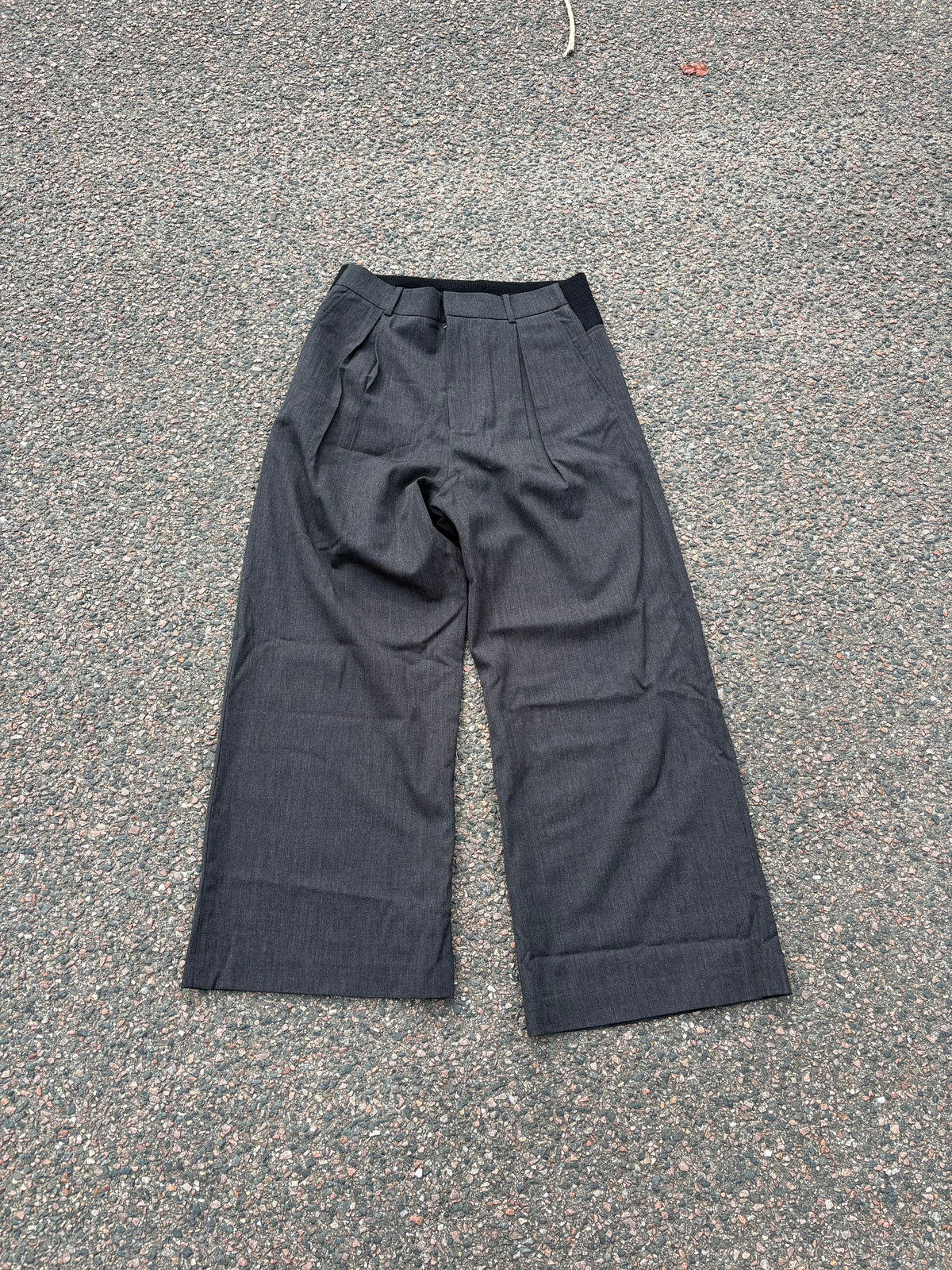 Loewe wide suit pants pinstripe gray with wool waistband