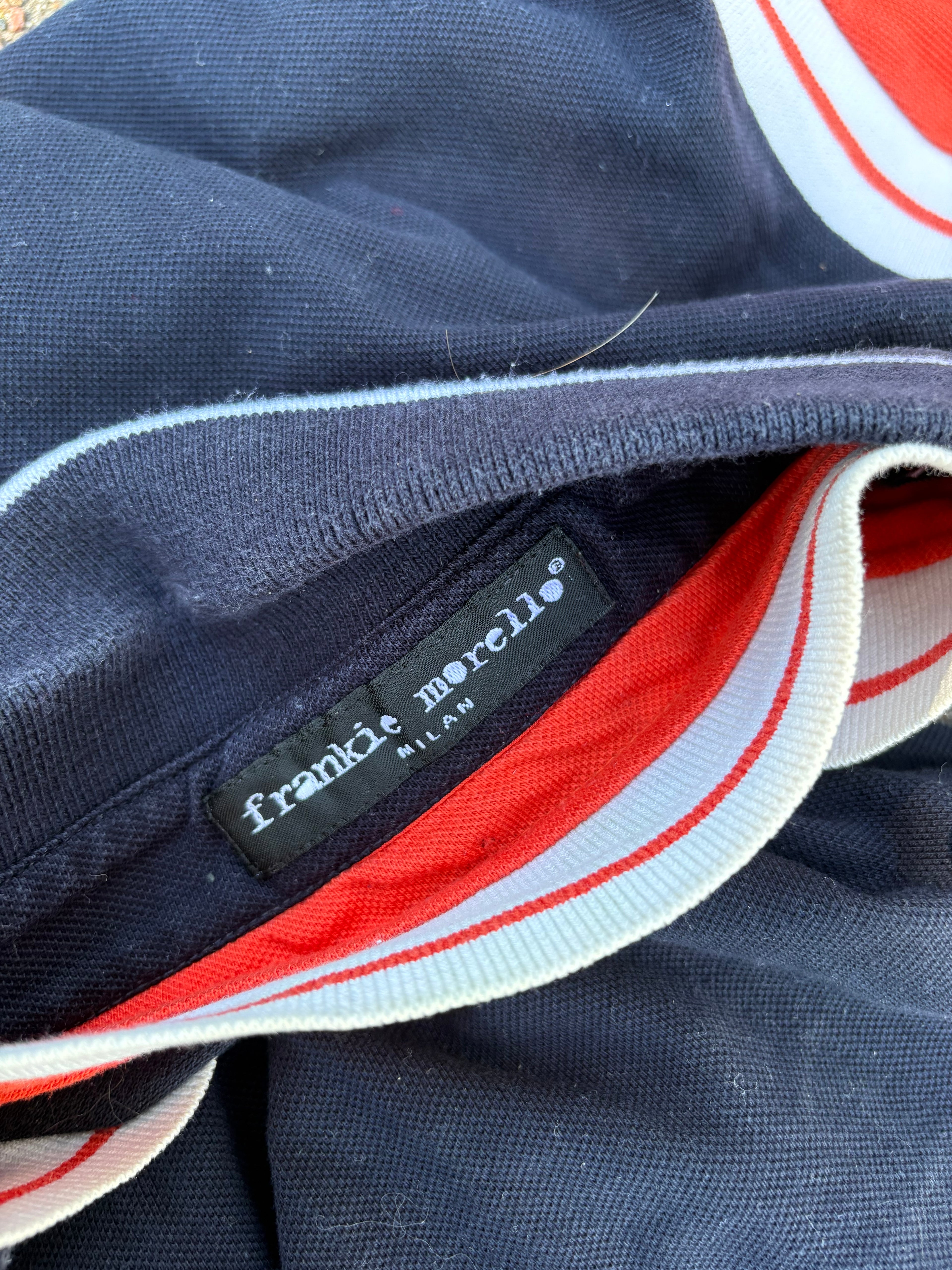 1970s Milanese go-kart double layer polo navy/orange
