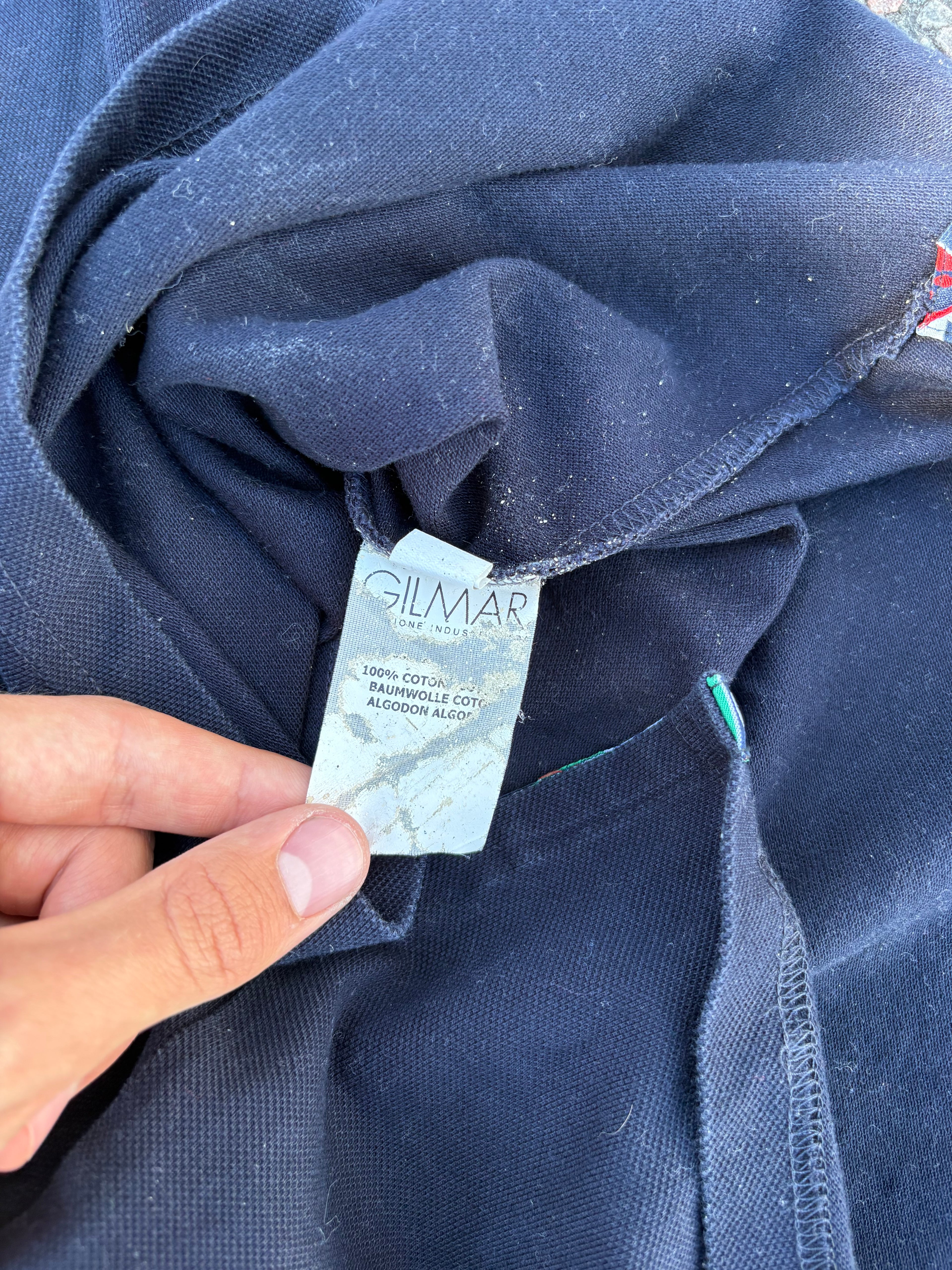 1970s Milanese go-kart double layer polo navy/orange