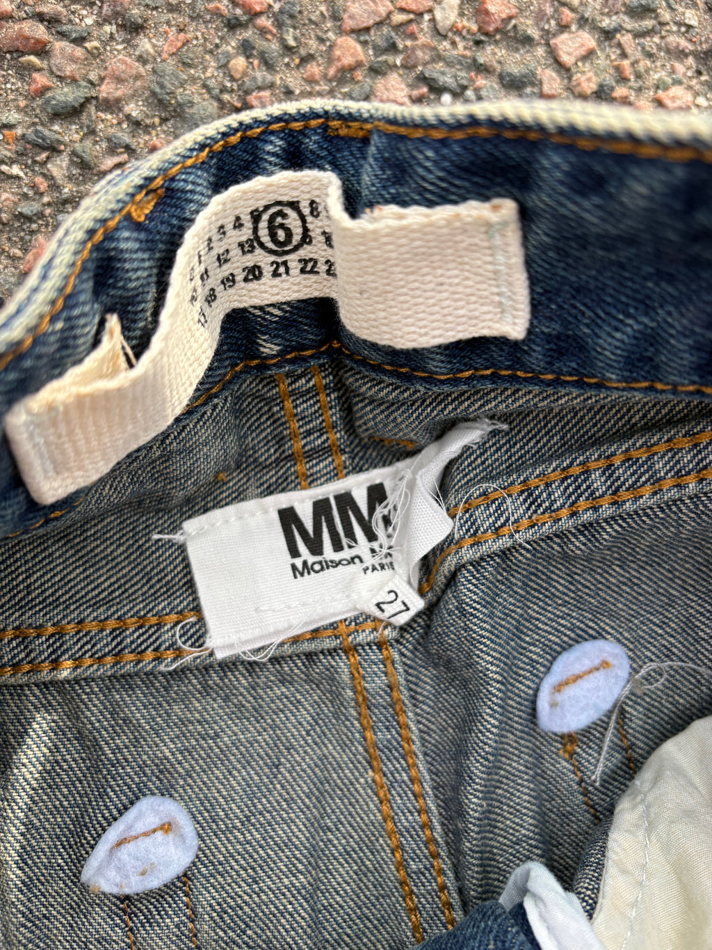 MM6 maison margiela washed bootcut high waist jeans