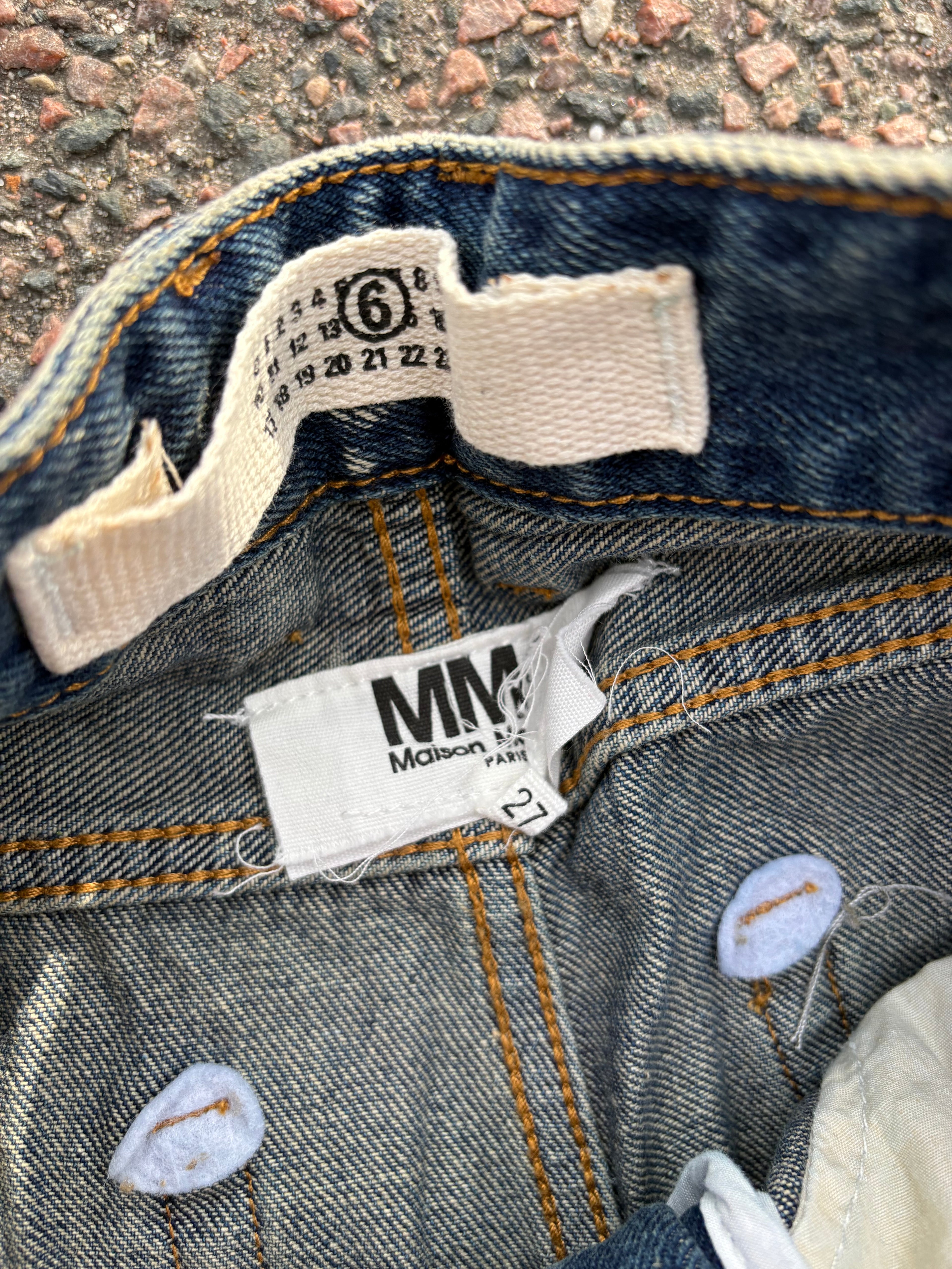 MM6 maison margiela washed bootcut high waist jeans