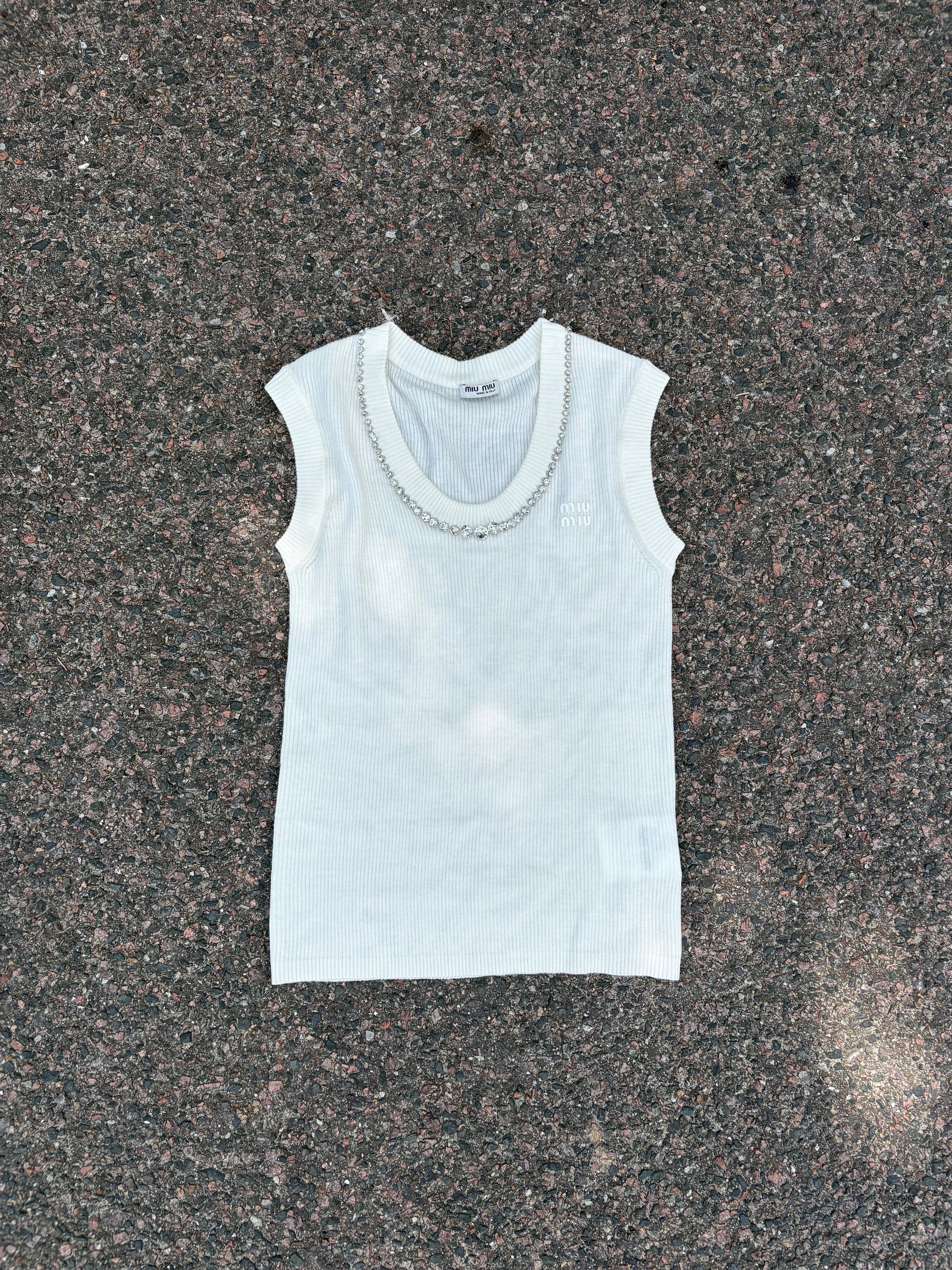 Miu miu Pearl necklace top knitted