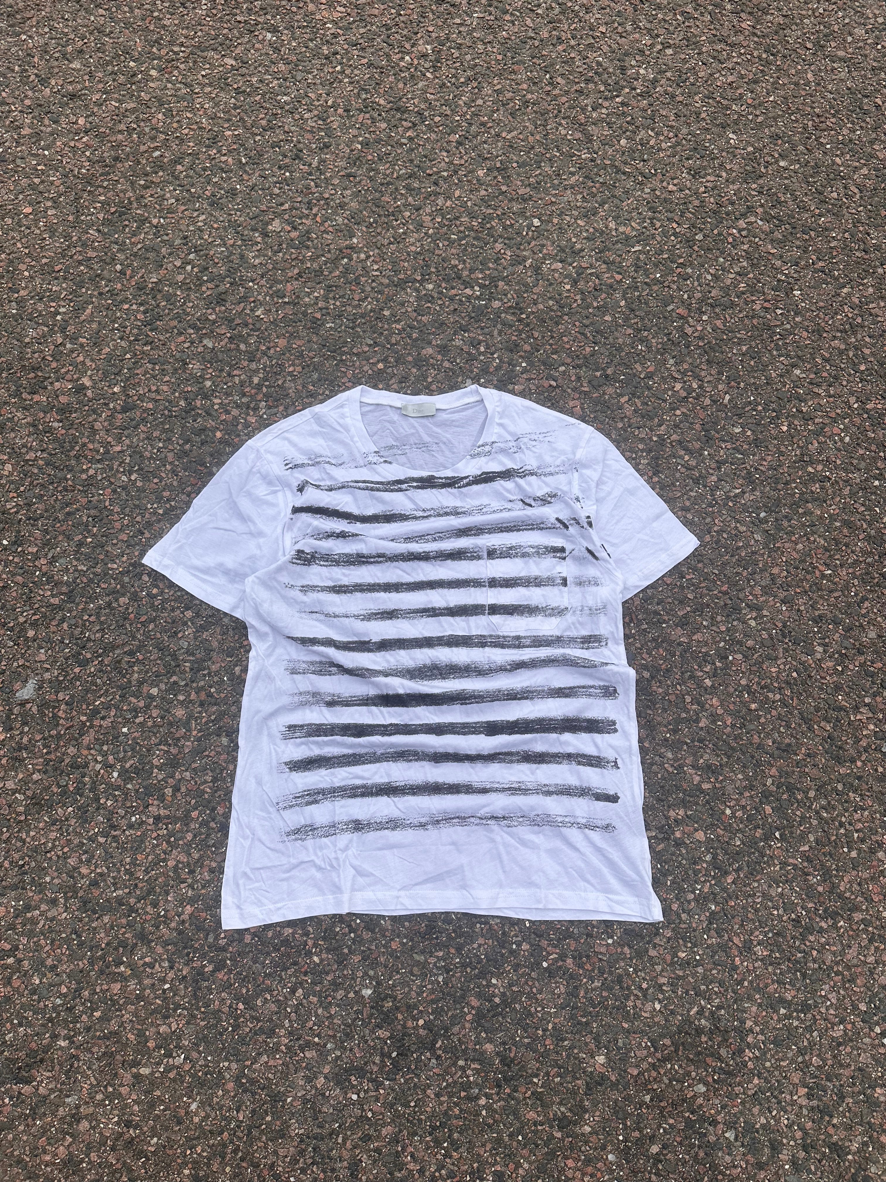 Dior Hedi slimane era striped t shirt White